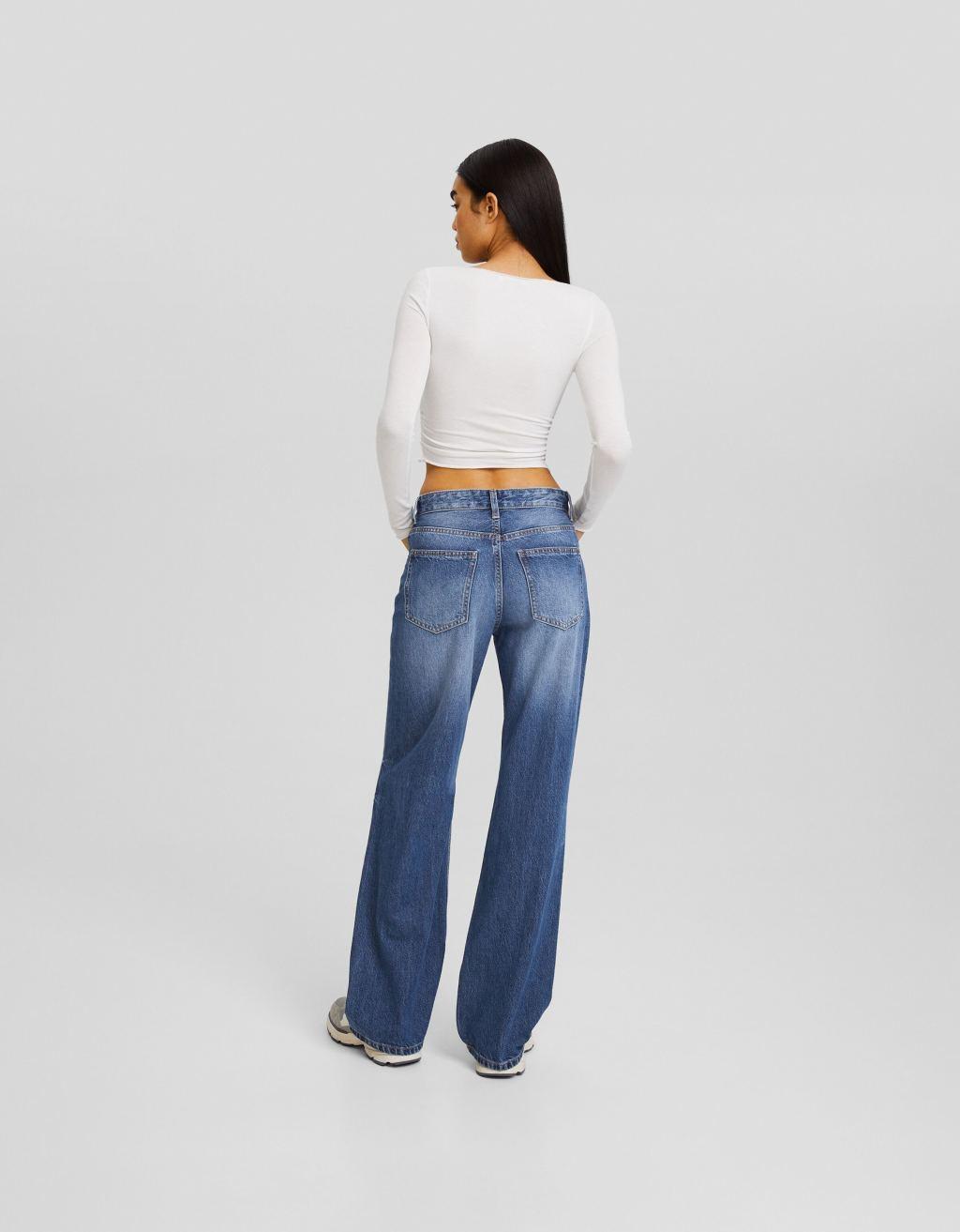 Bershka 90s wide leg ripped jeans Product Image