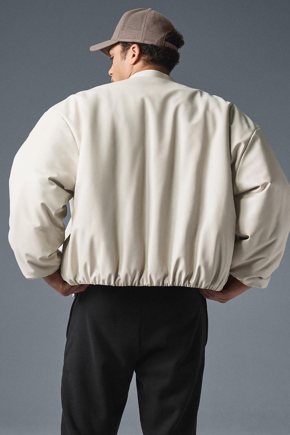 Faux Leather Premier Bomber - Bone Male Product Image