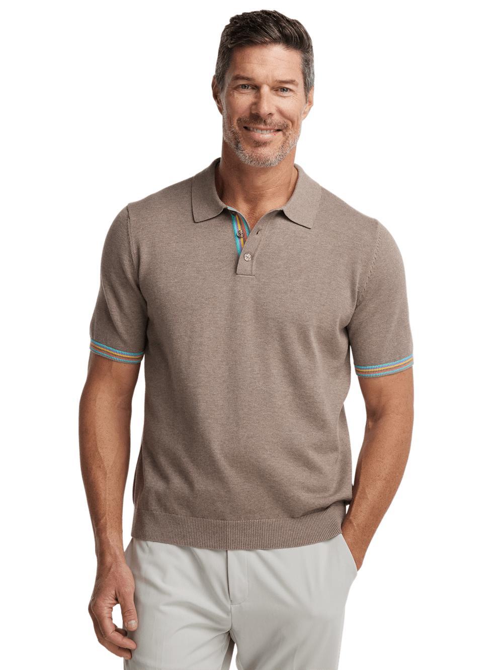 Cotton Three Button Polo - Brown Product Image