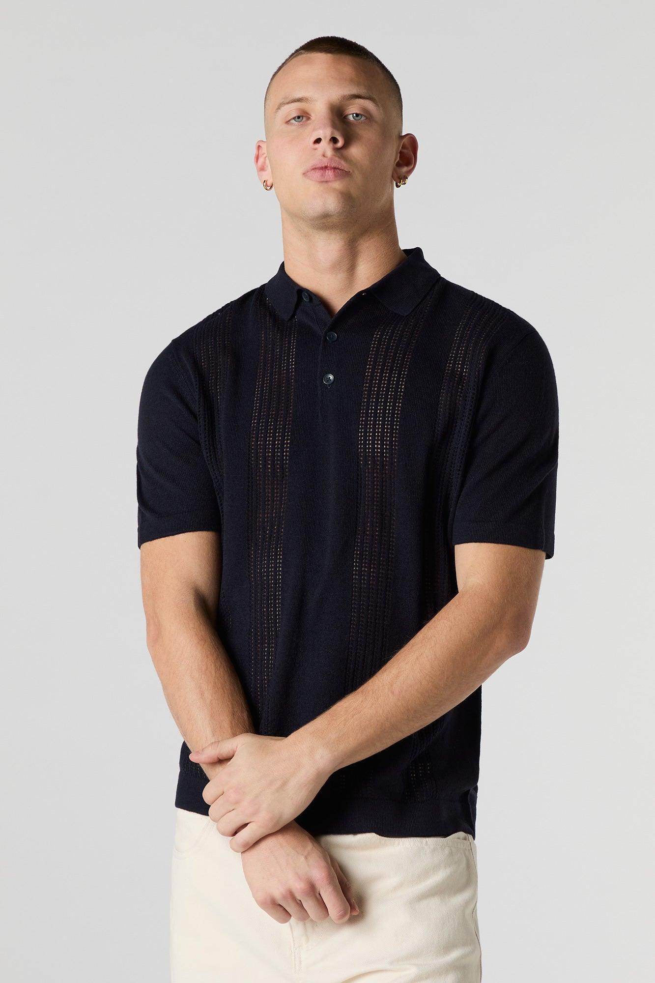 Open Knit Polo Top Male Product Image