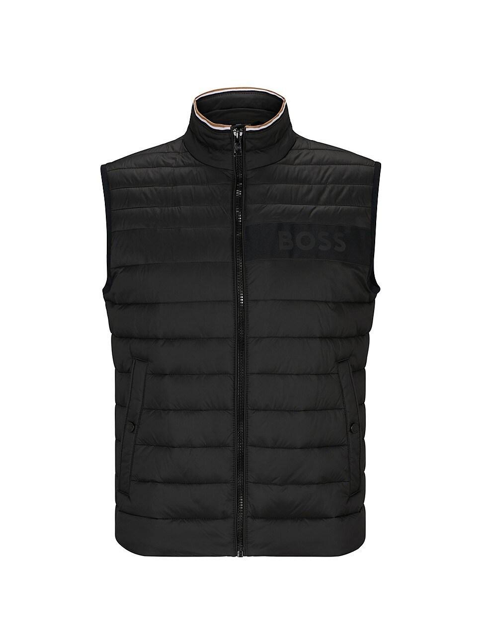 Mens Water Repellent Padded Vest Jacket With 3D Logo Tape Product Image