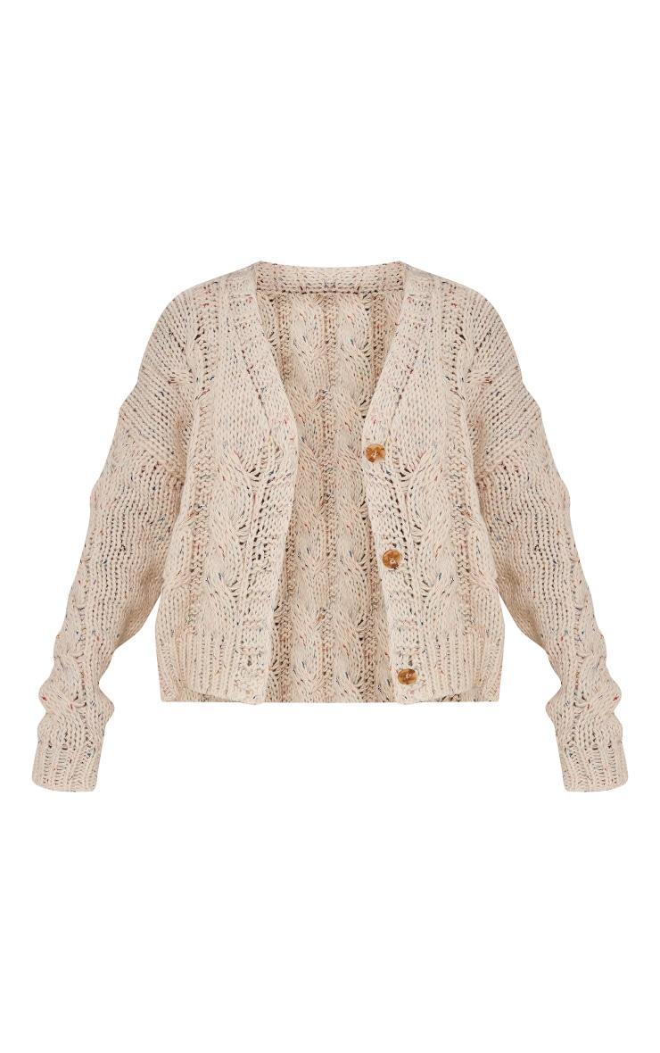 Cream Space Dye Chunky Knit Cardigan Product Image