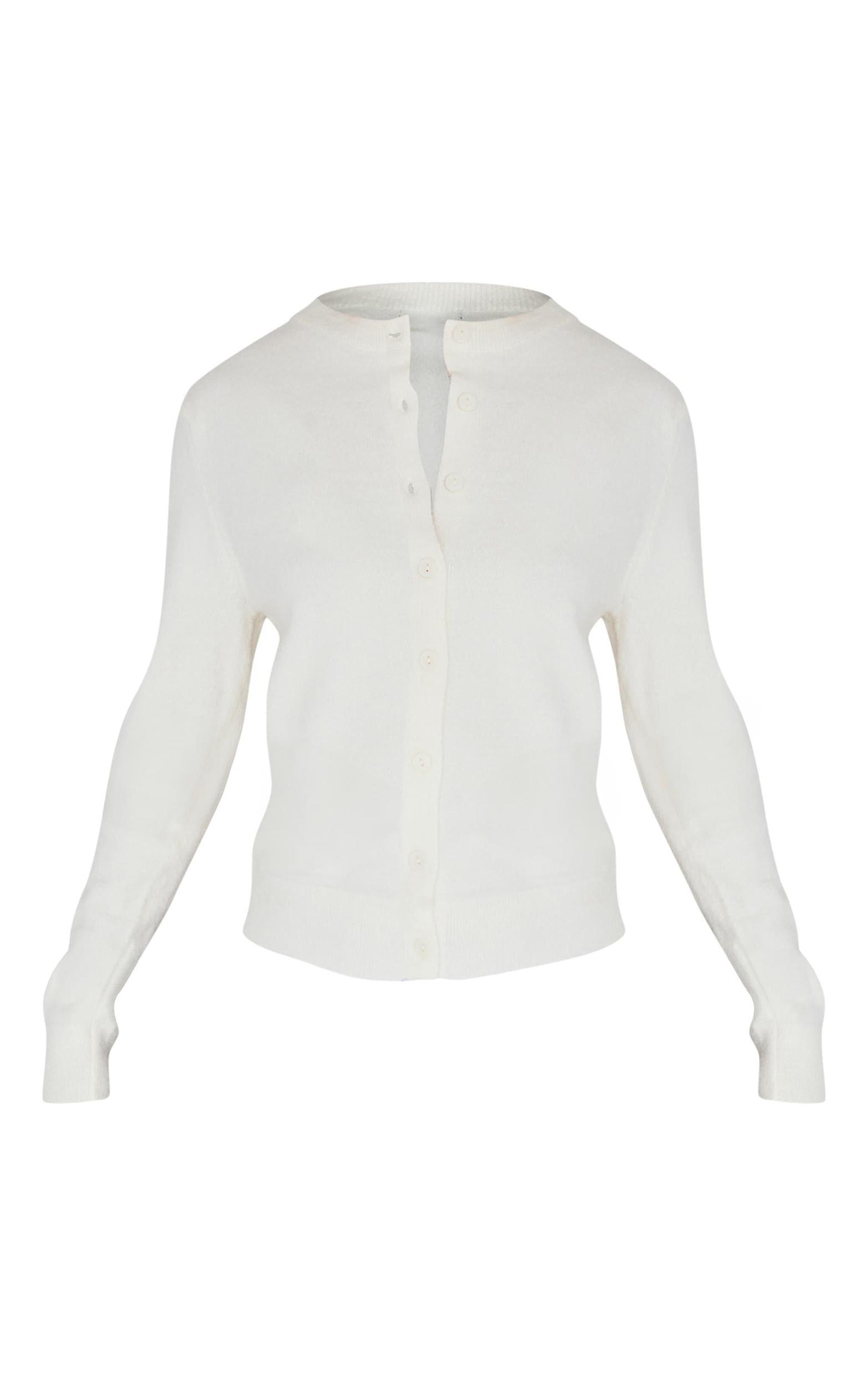 Cream Soft Knit Button Up Cardigan Product Image