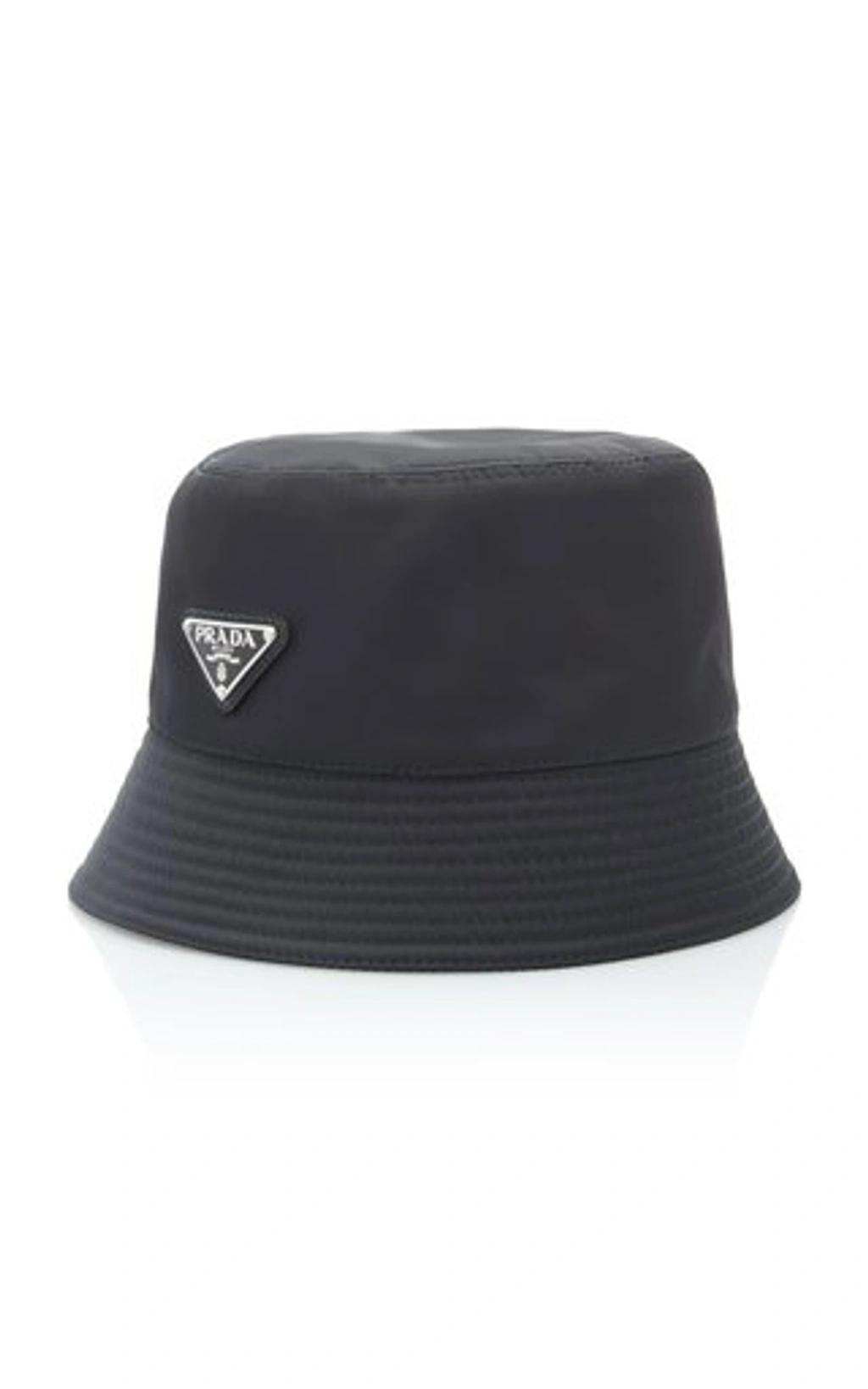 PRADA Logo-embellished Shell Bucket Hat In Black Product Image