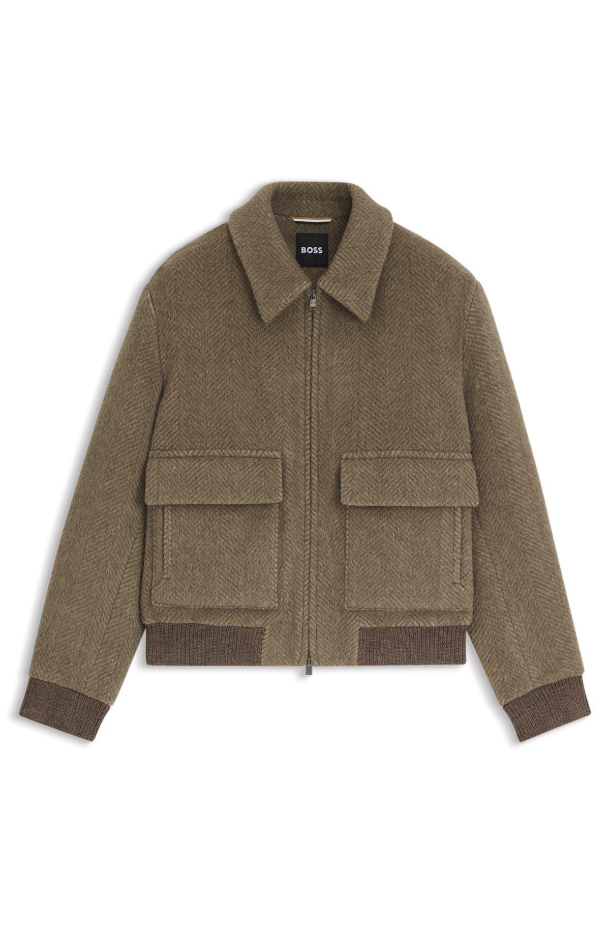 Regular-fit jacket in a herringbone-patterned alpaca blend Product Image