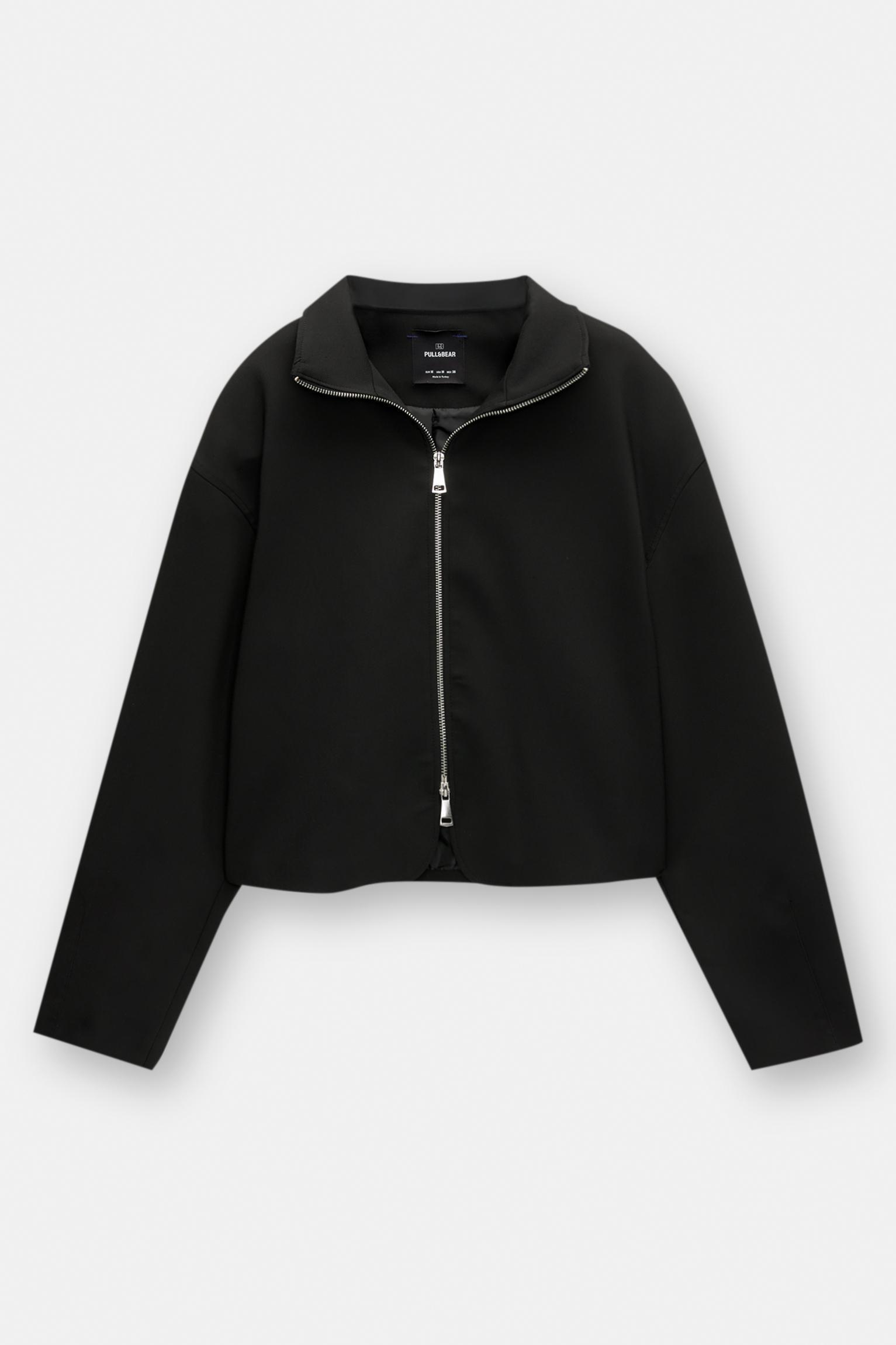 Lightweight fabric jacket with zipper Product Image