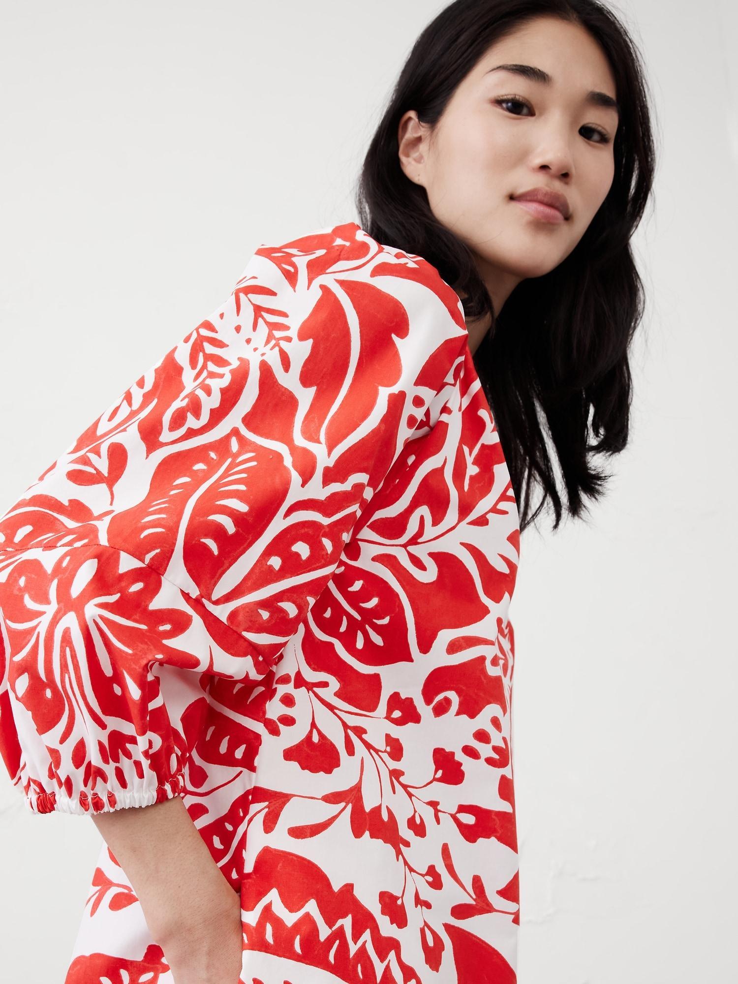 Poplin Puff-Sleeve Mini Dress Product Image