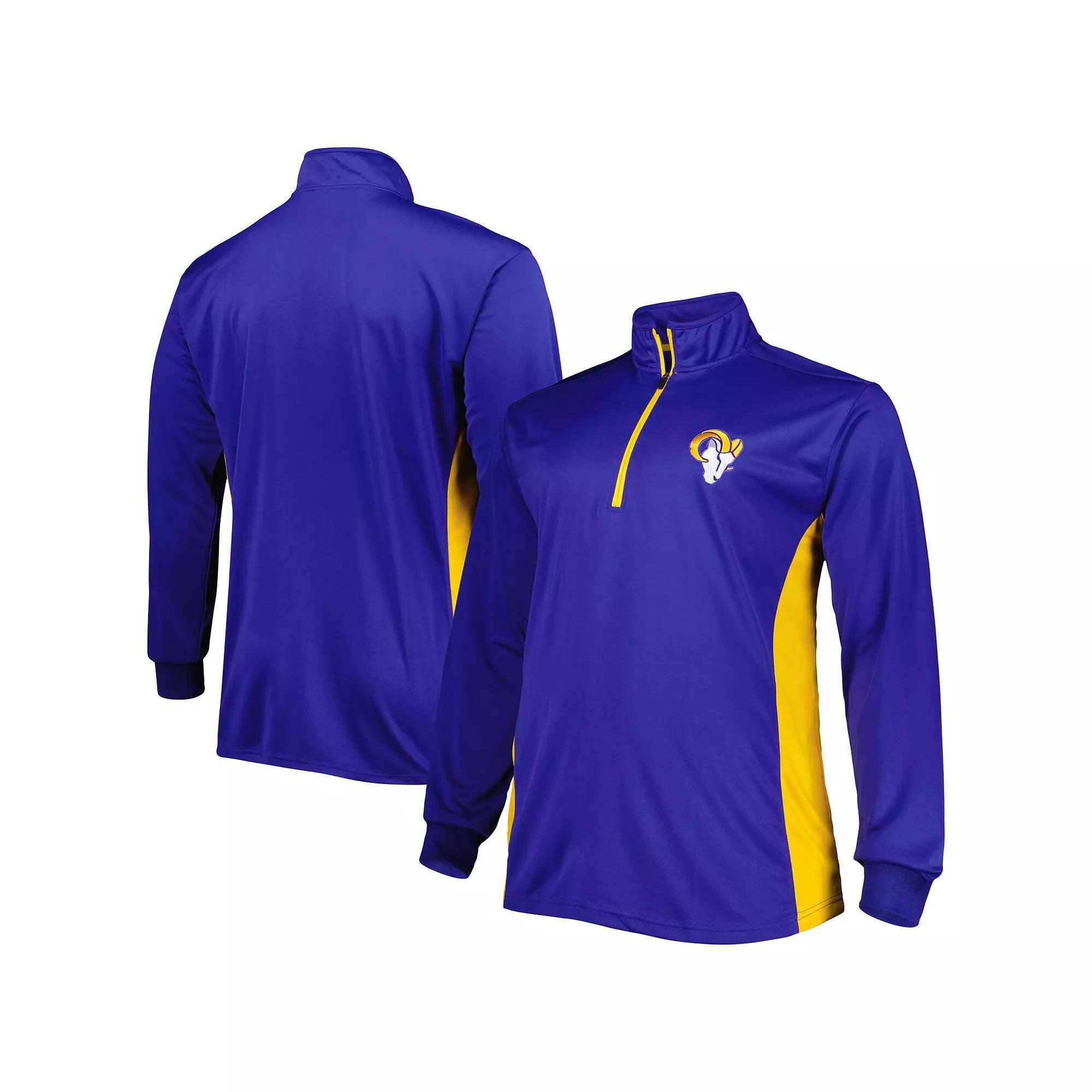 Men's Royal Los Angeles Rams Big & Tall Quarter-Zip Top, Size: 3XLT, Blue Product Image