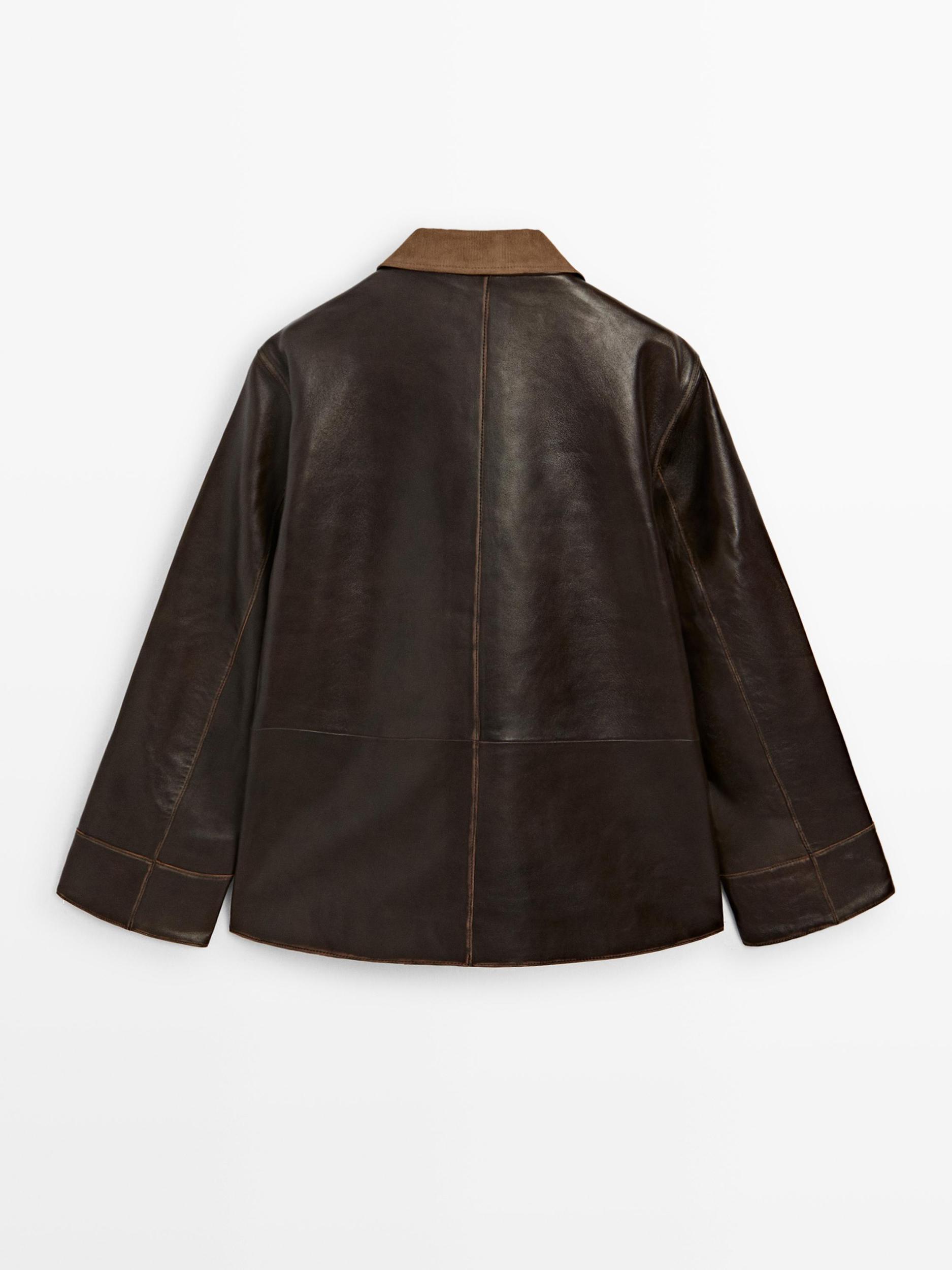 Nappa leather parka with corduroy detail Product Image