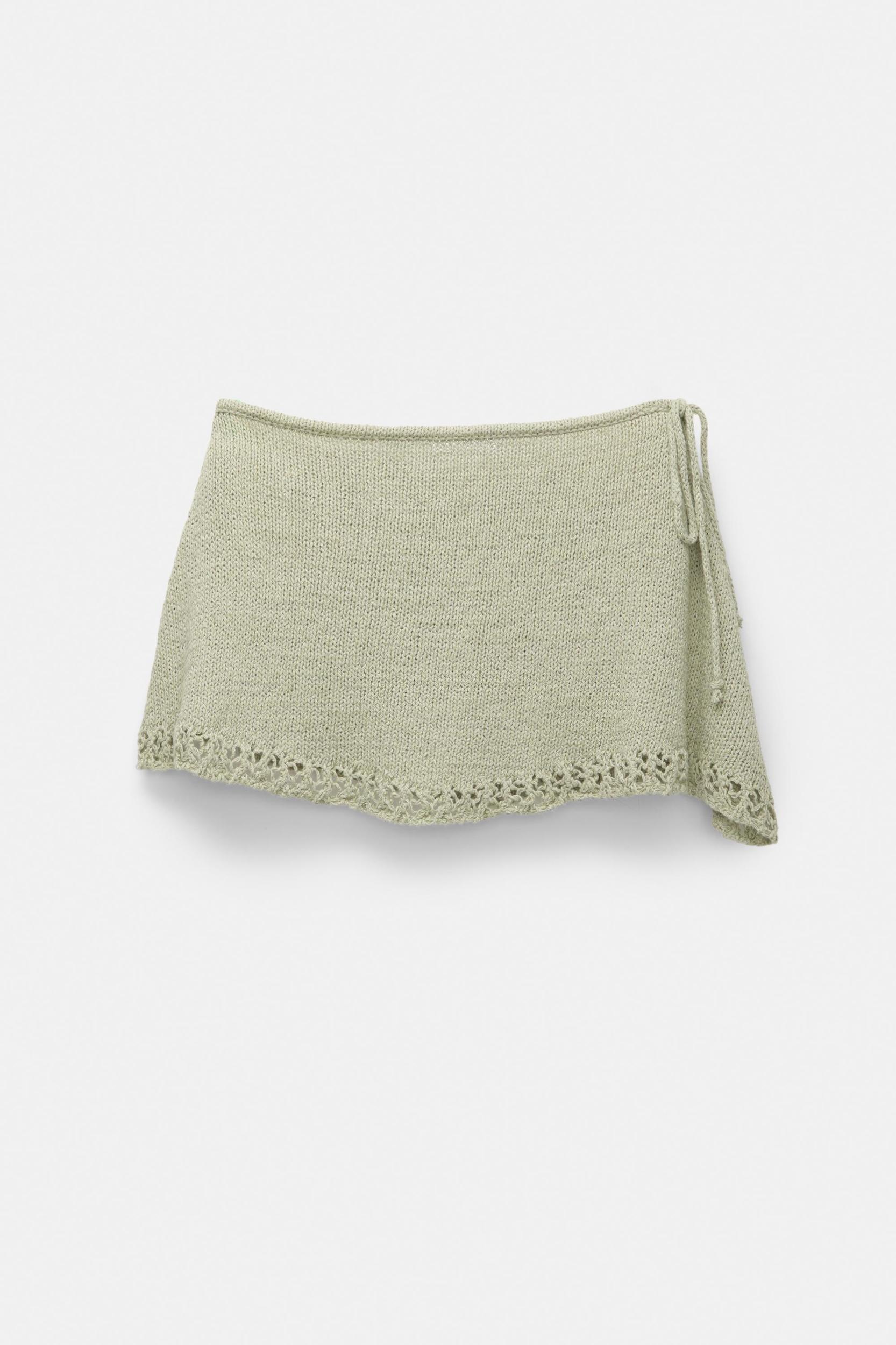 Knit mini skirt with open knit hem Product Image