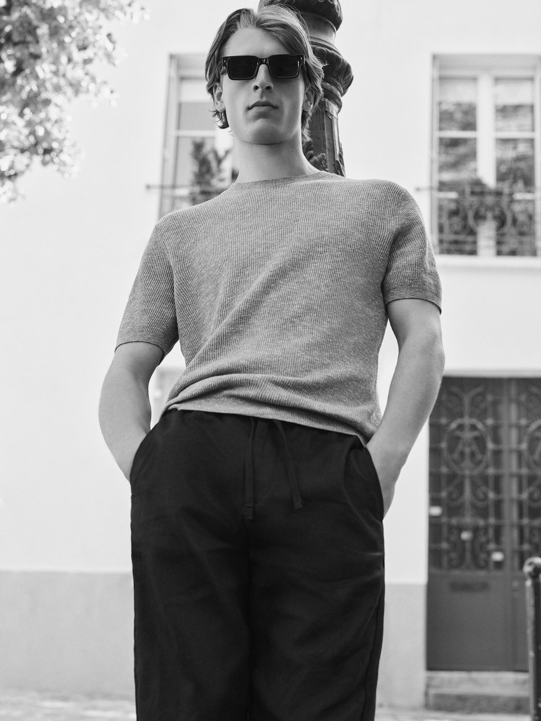 Short sleeve mouliné knit T-shirt Product Image