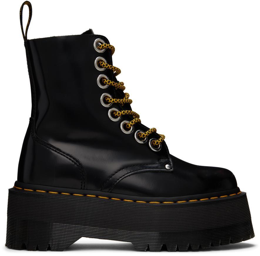 DR. MARTENS' Black Jadon Max Platform Boots In Black Buttero Product Image