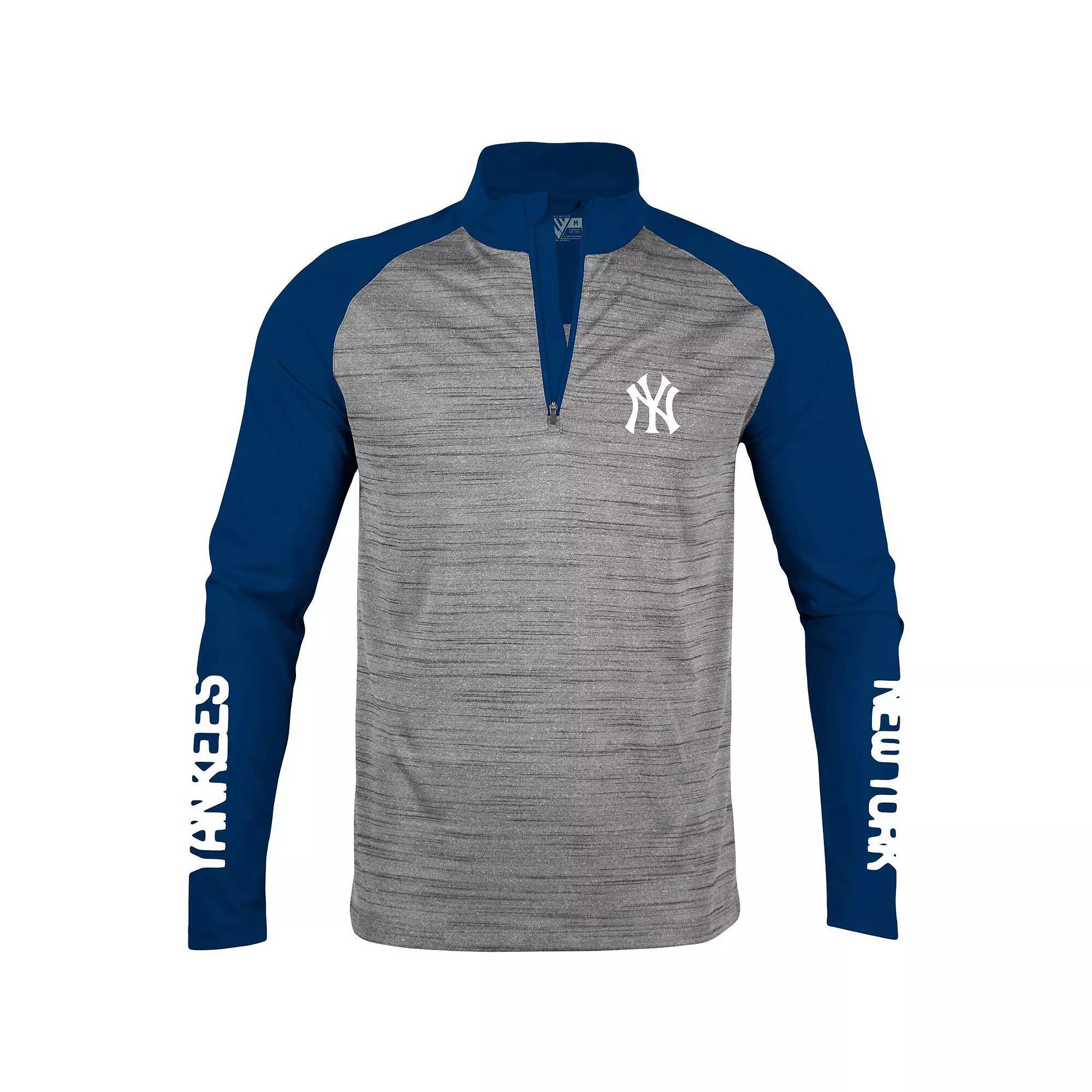 Men's Levelwear Heather Gray New York Yankees Vandal Raglan Quarter-Zip Top, Size: Small, Grey Product Image