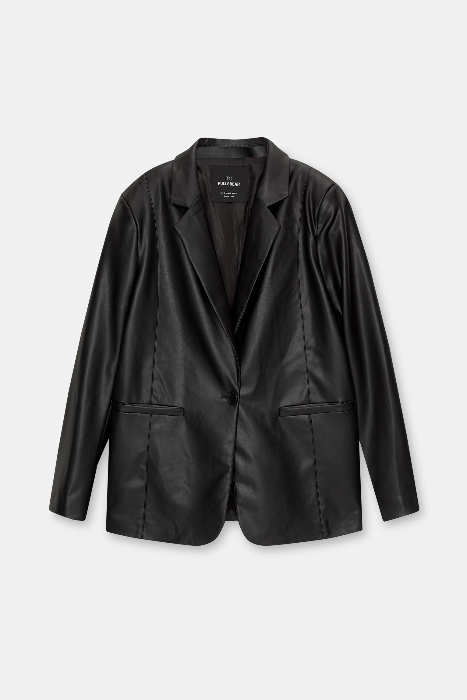 Oversize faux leather blazer Product Image