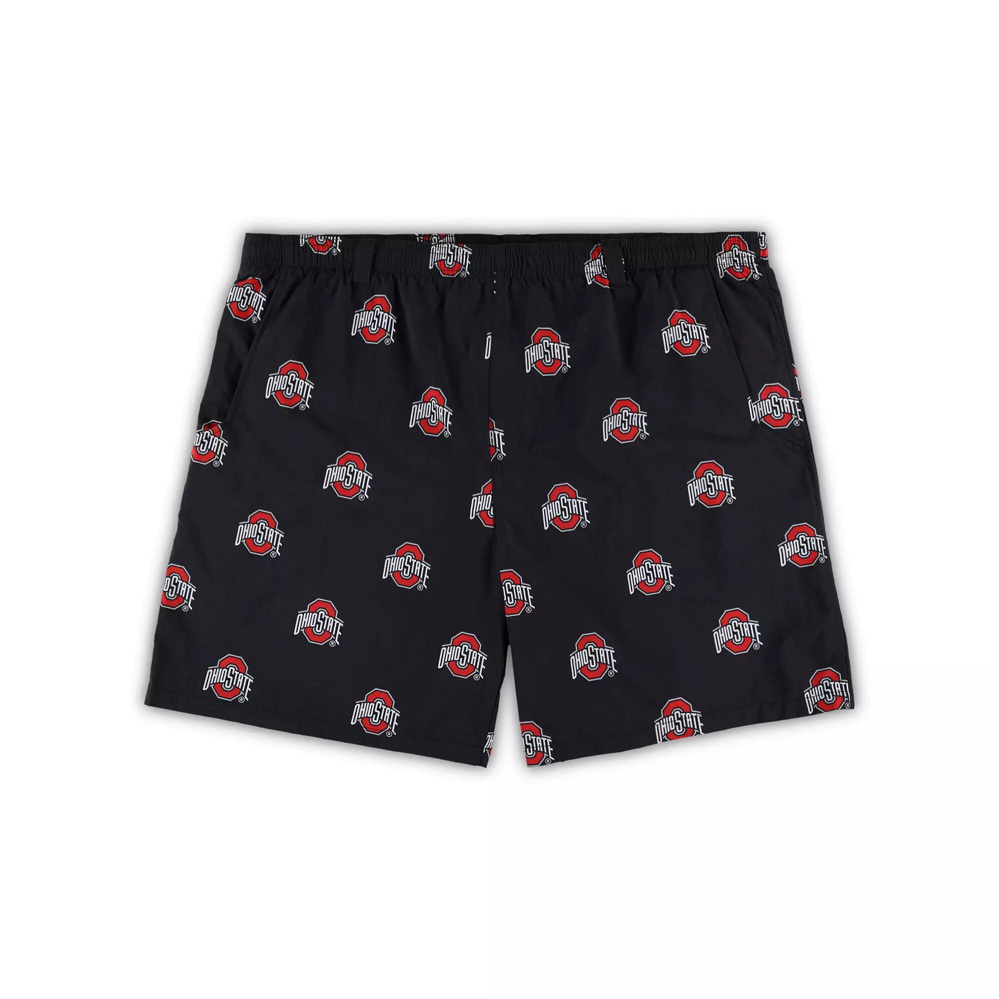 Men's Columbia Black Ohio State Buckeyes Big & Tall Backcast II Allover Print Omni-Shade Shorts,  Product Image