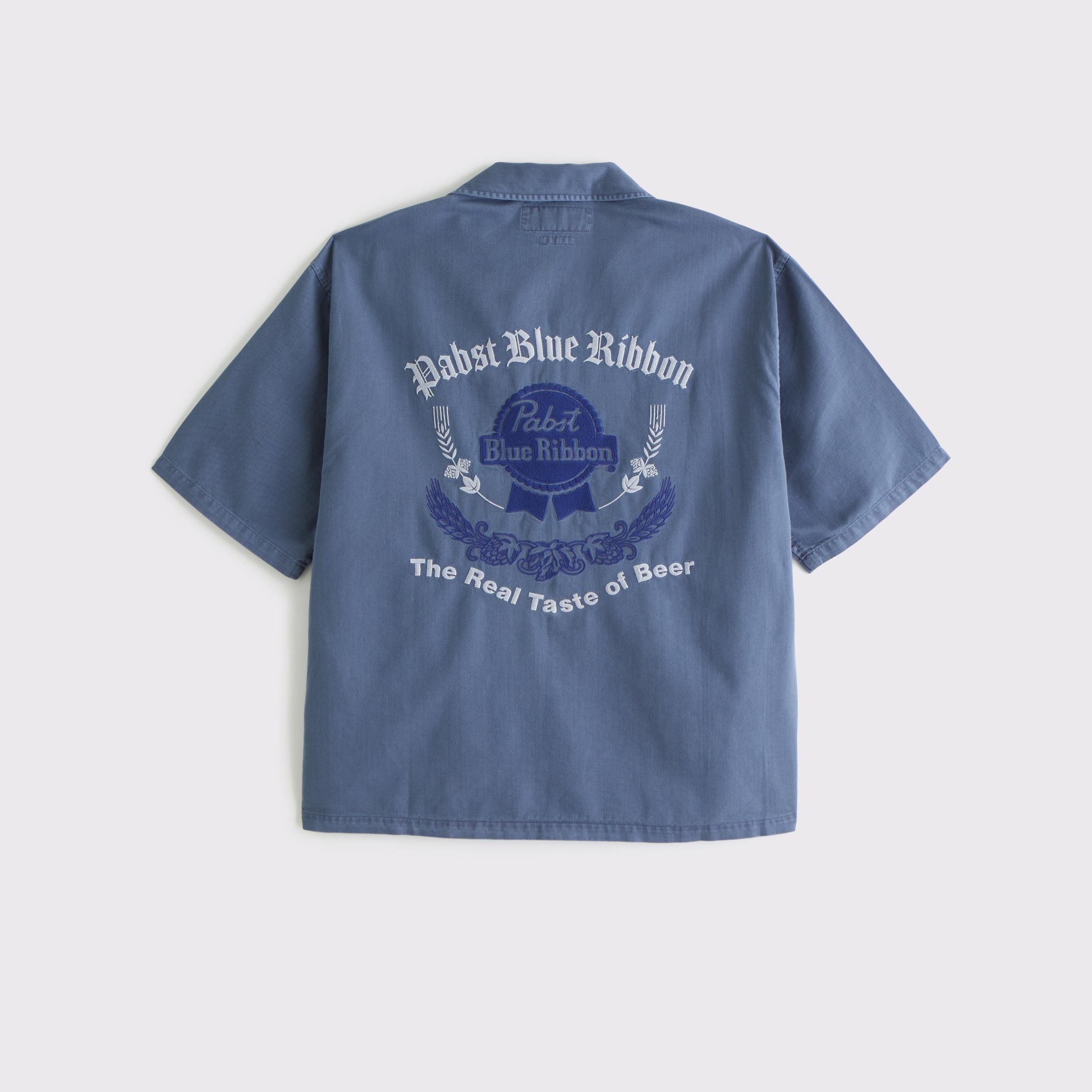 Short-Sleeve Cropped Modelo Workwear Button-Up Shirt Product Image