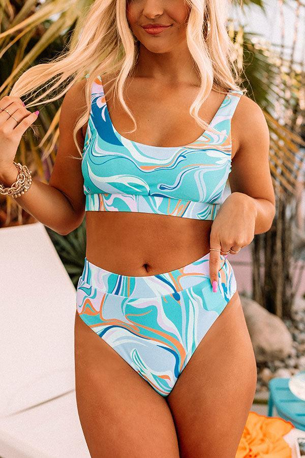 Wonderful Waves High Waist Bikini Bottom in Turquoise Product Image