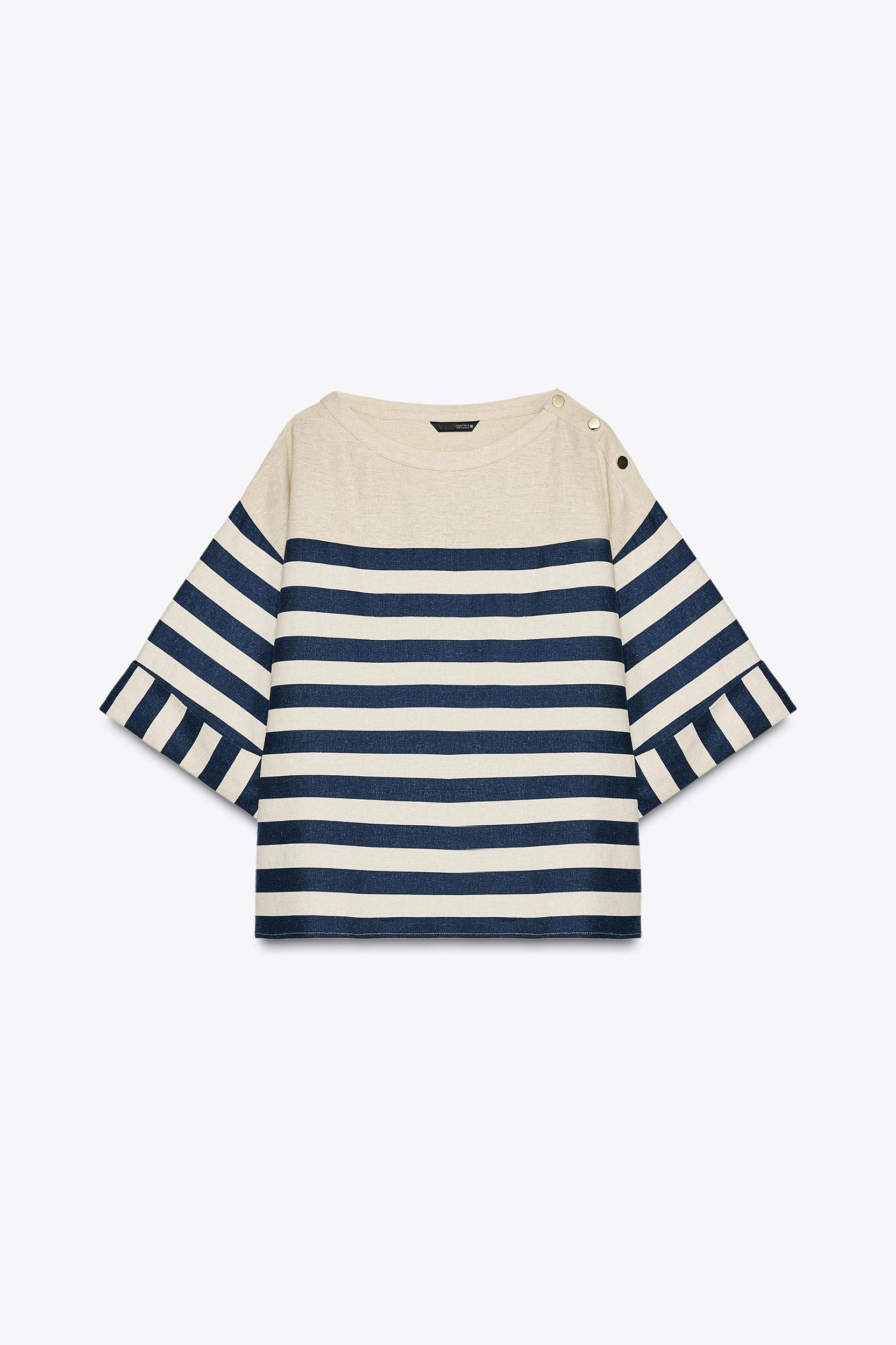 STRIPED LINEN BLOUSE Product Image