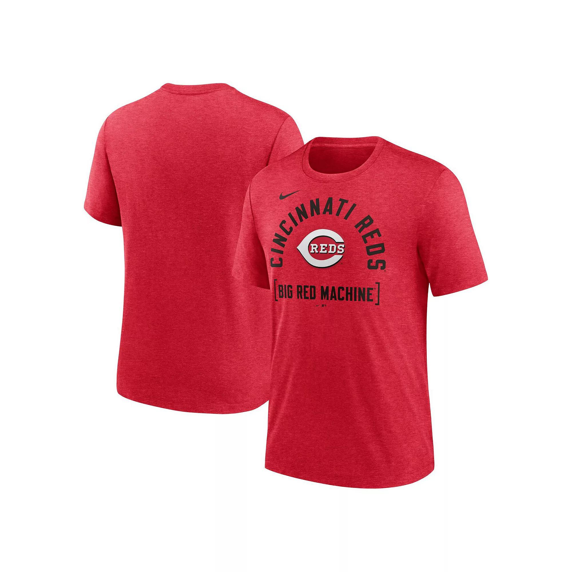 Men's Nike Heather Red Cincinnati Reds Swing Big Tri-Blend T-Shirt, Size: Medium, Red Red Product Image