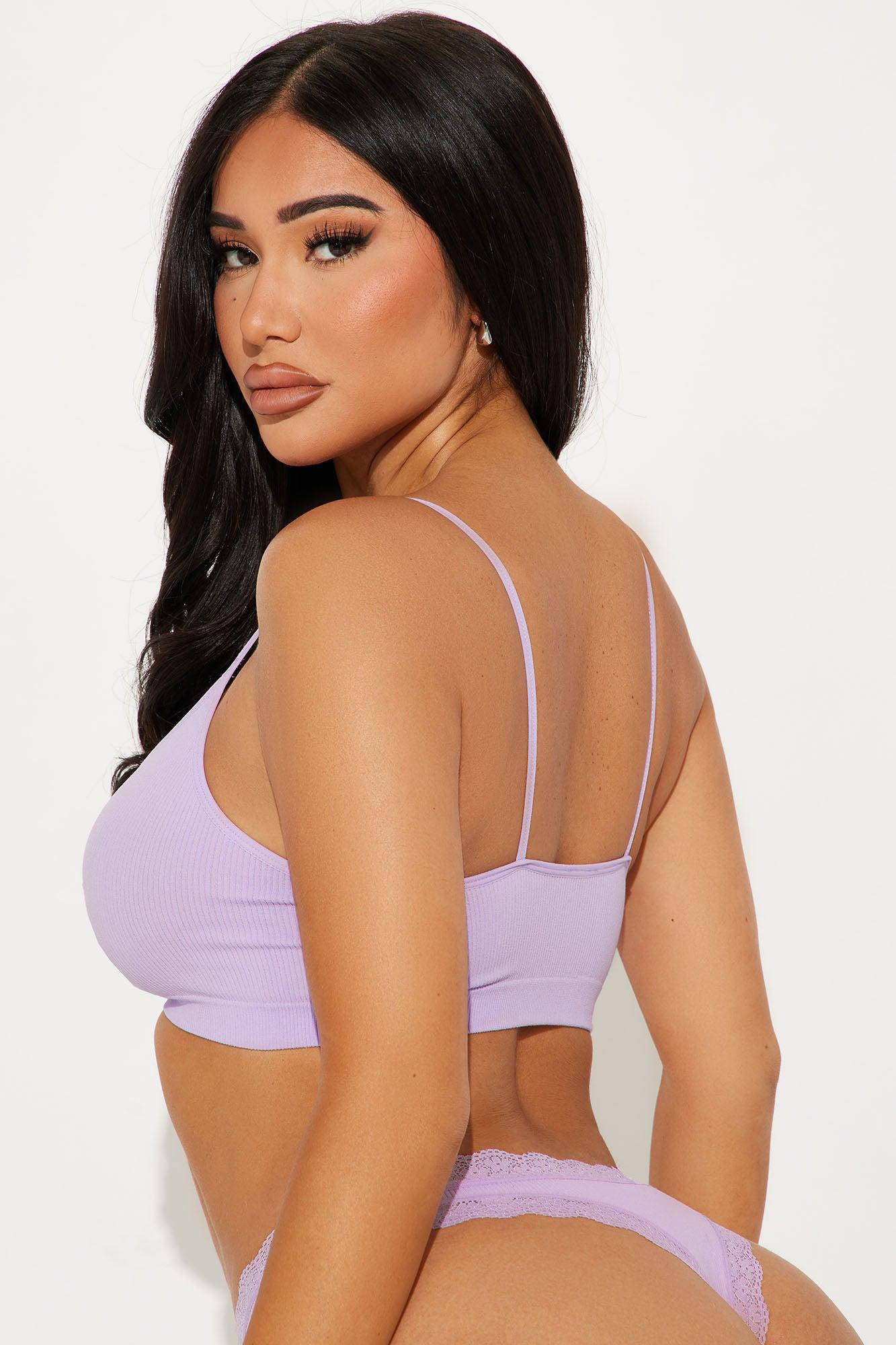 Chill Vibe Seamless Lace V Neck Bralette - Lilac Product Image