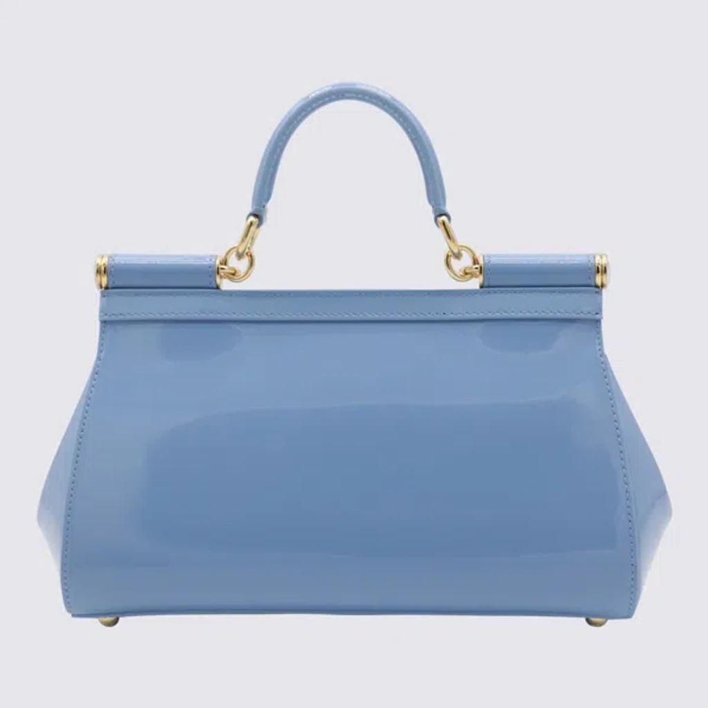 Blue Leather Miss Sicily Top Handle Bag In Carta Da Zucchero Product Image