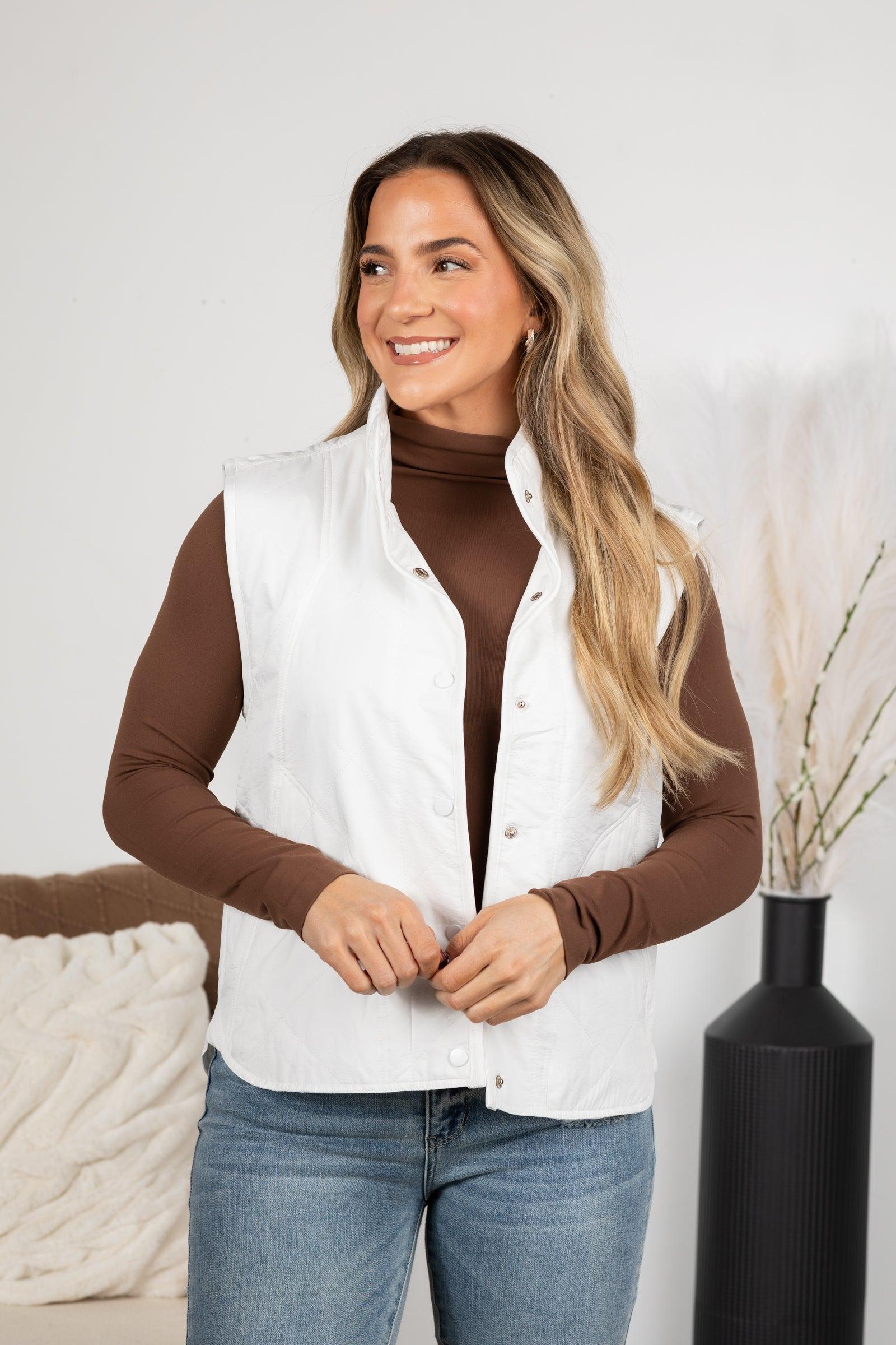 Collar Button Front Lightweight Vest Product Image