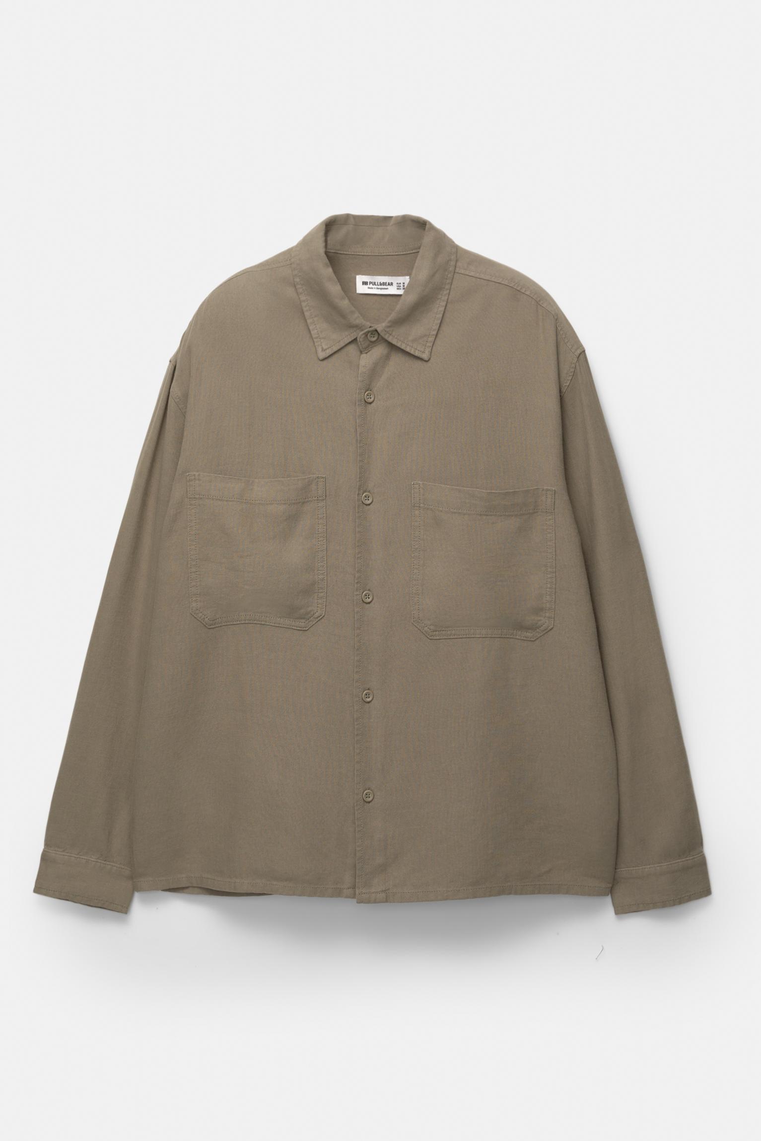 Long sleeve linen blend shirt Product Image