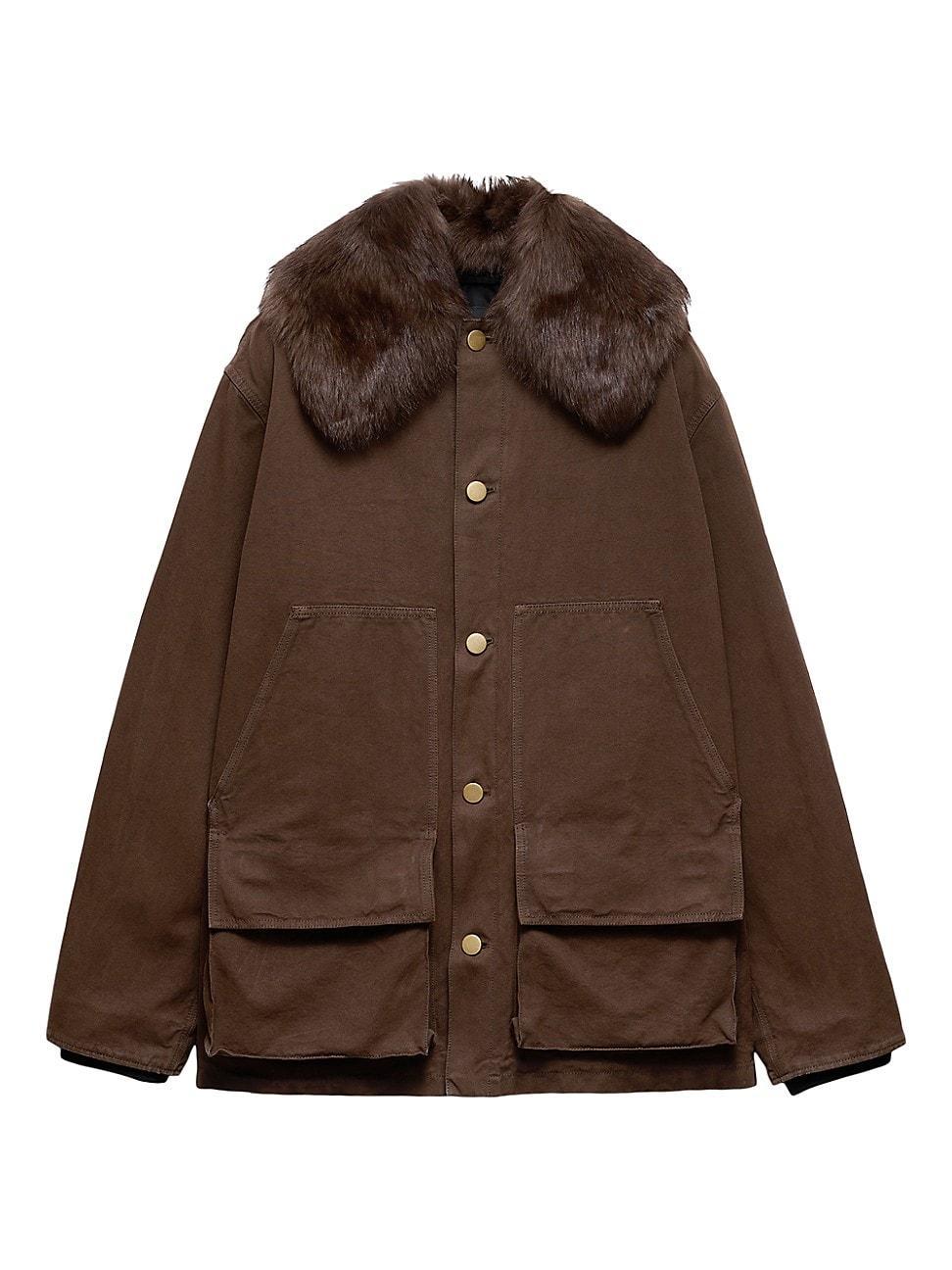 Mens Cotton Jacket with Shearling Collar Product Image