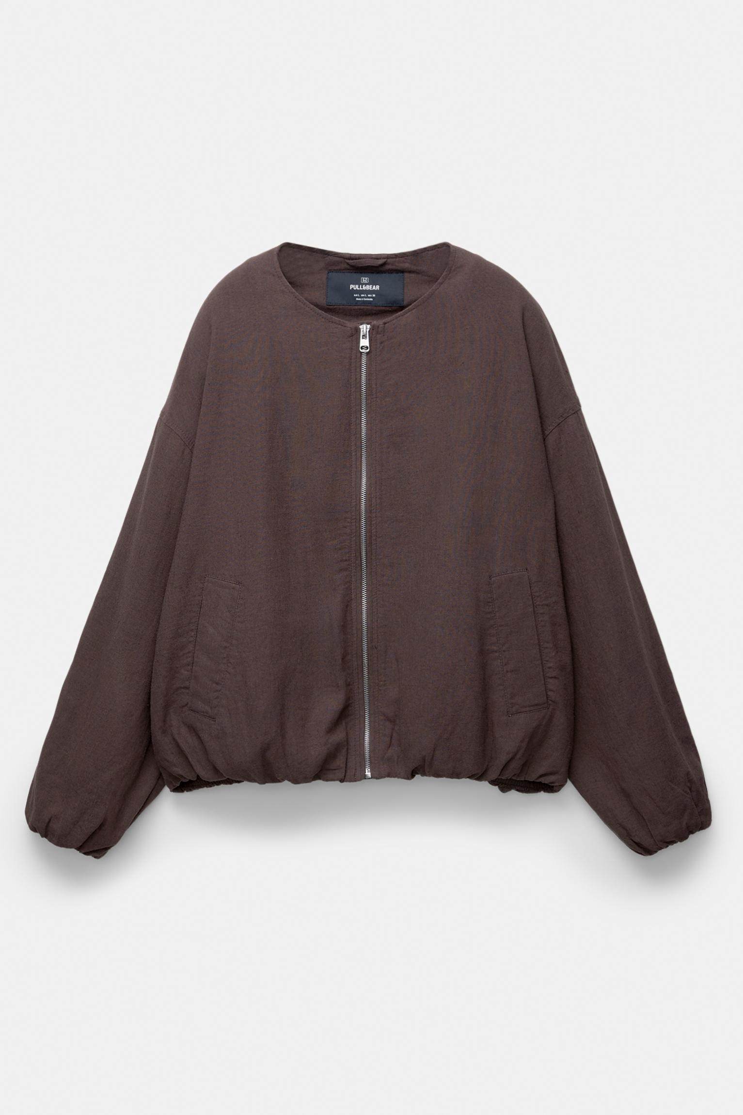 Linen blend bomber jacket Product Image