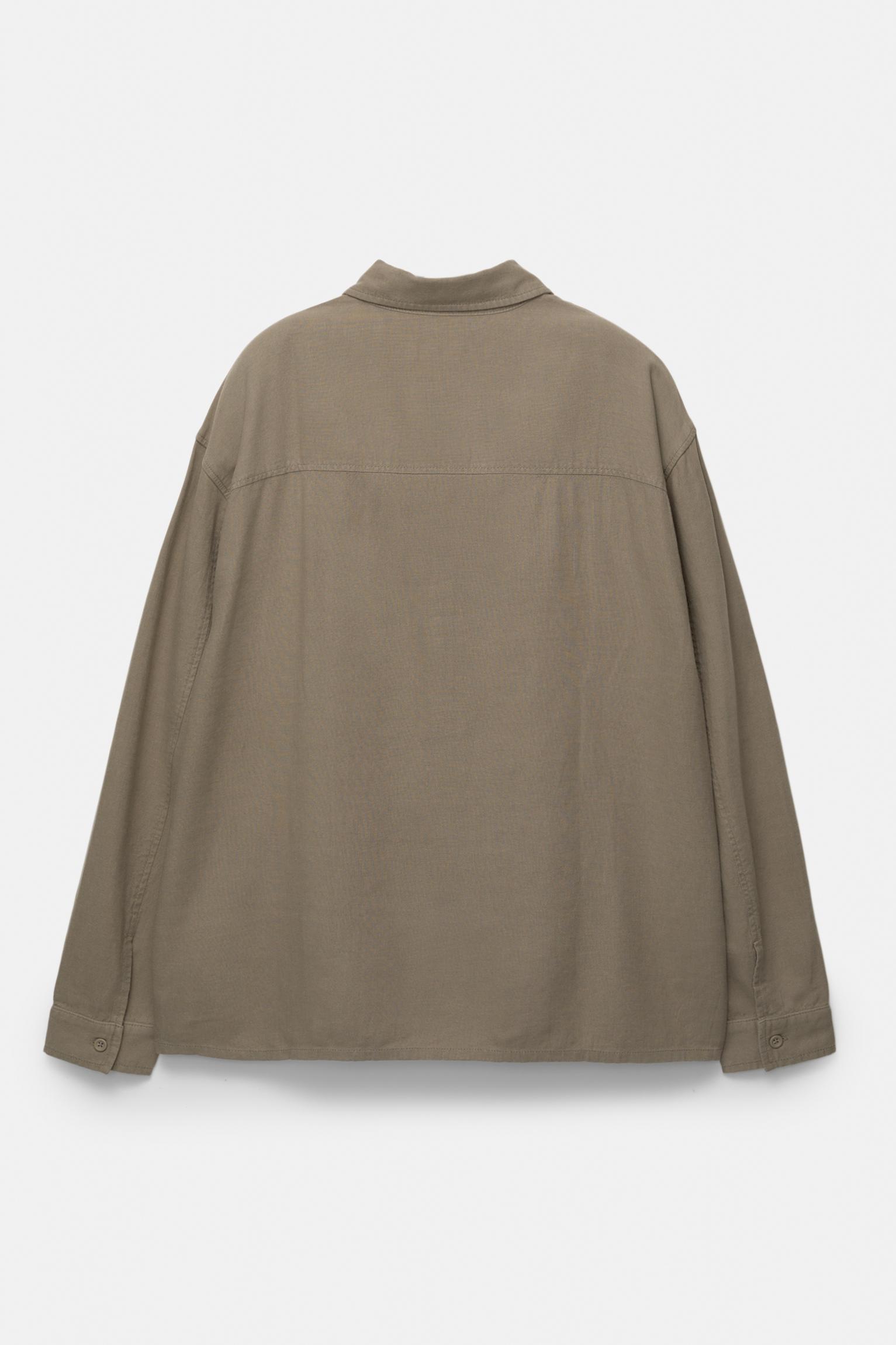 Long sleeve linen blend shirt Product Image