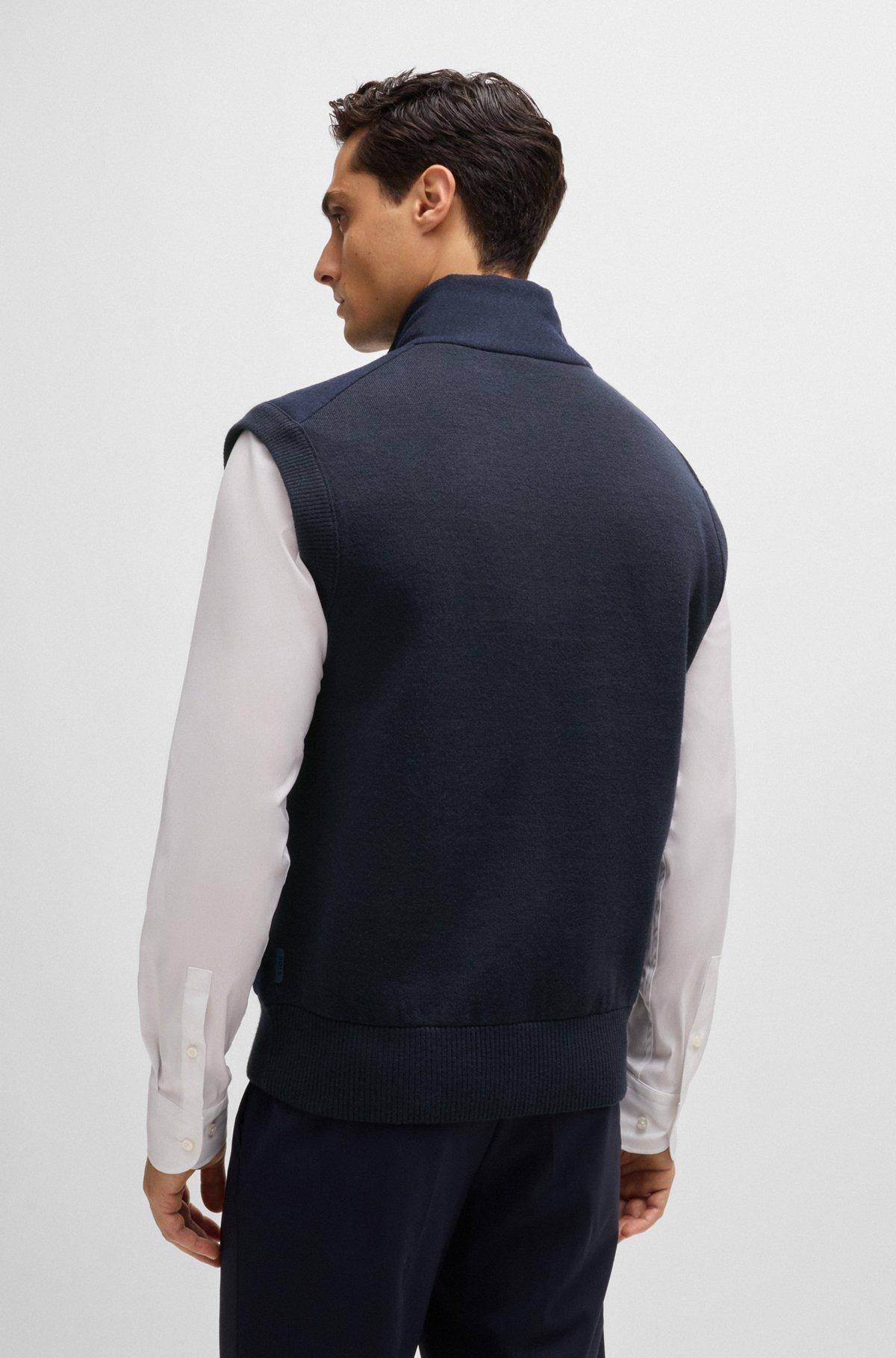Regular-fit gilet with brushed-flannel front Product Image