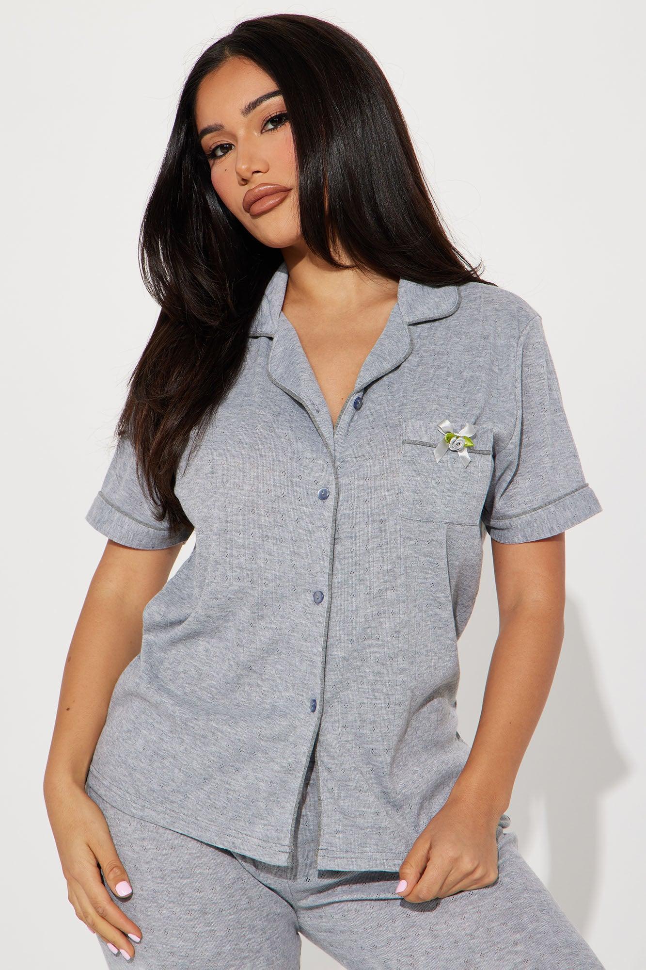 Sweetie Dreamy Pointelle PJ Pant Set - Grey Product Image