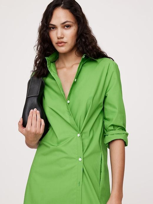 Poplin Asymmetrical Shirt Dress Product Image