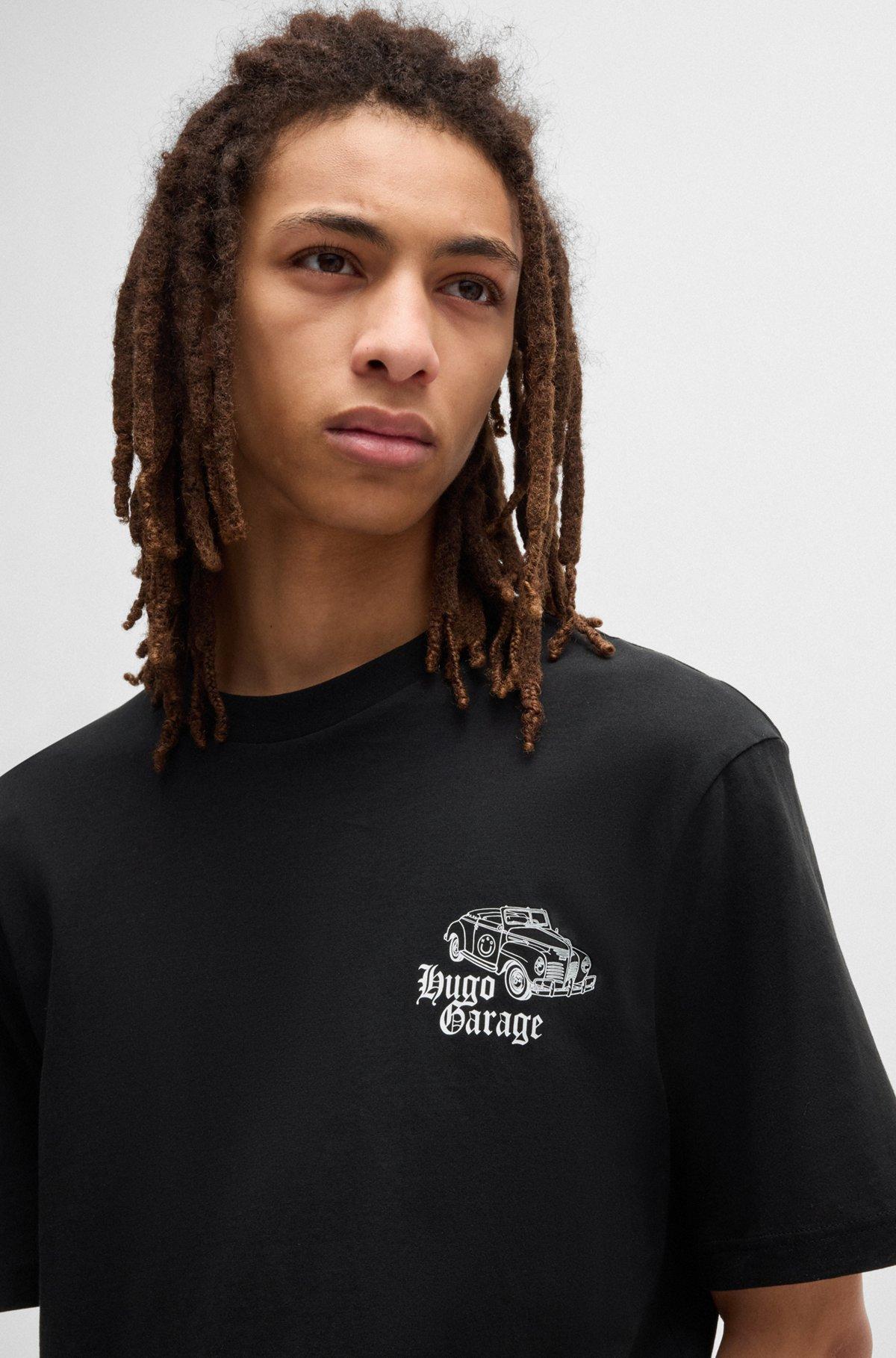 Cotton-jersey T-shirt with car graphic prints Product Image
