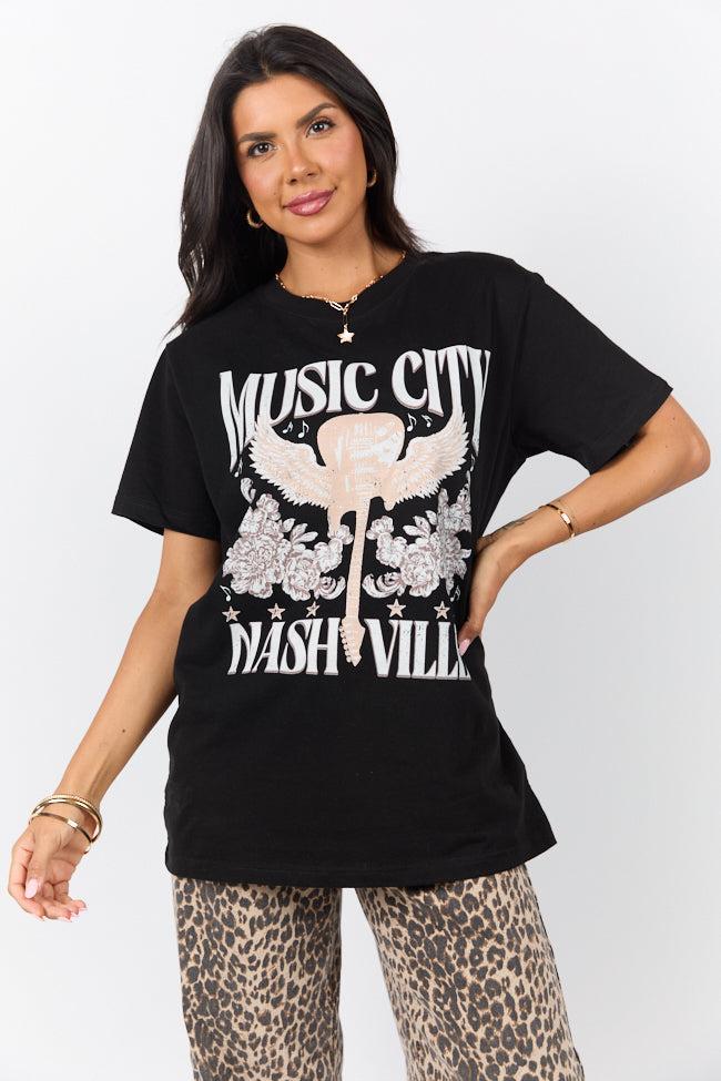 Music City Black Oversized Graphic Tee Product Image