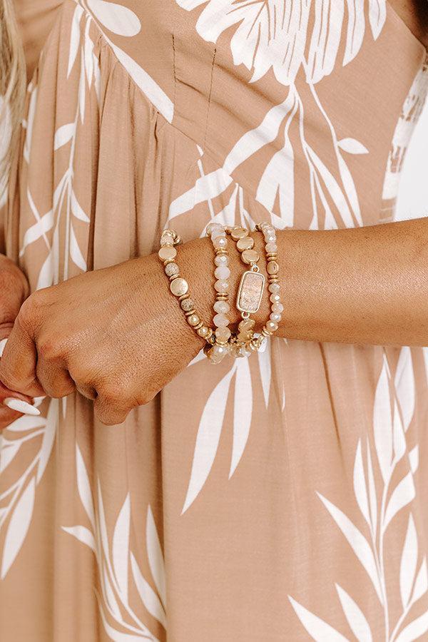 Daily Entertainment Stretch Bracelet Set in Champagne Product Image