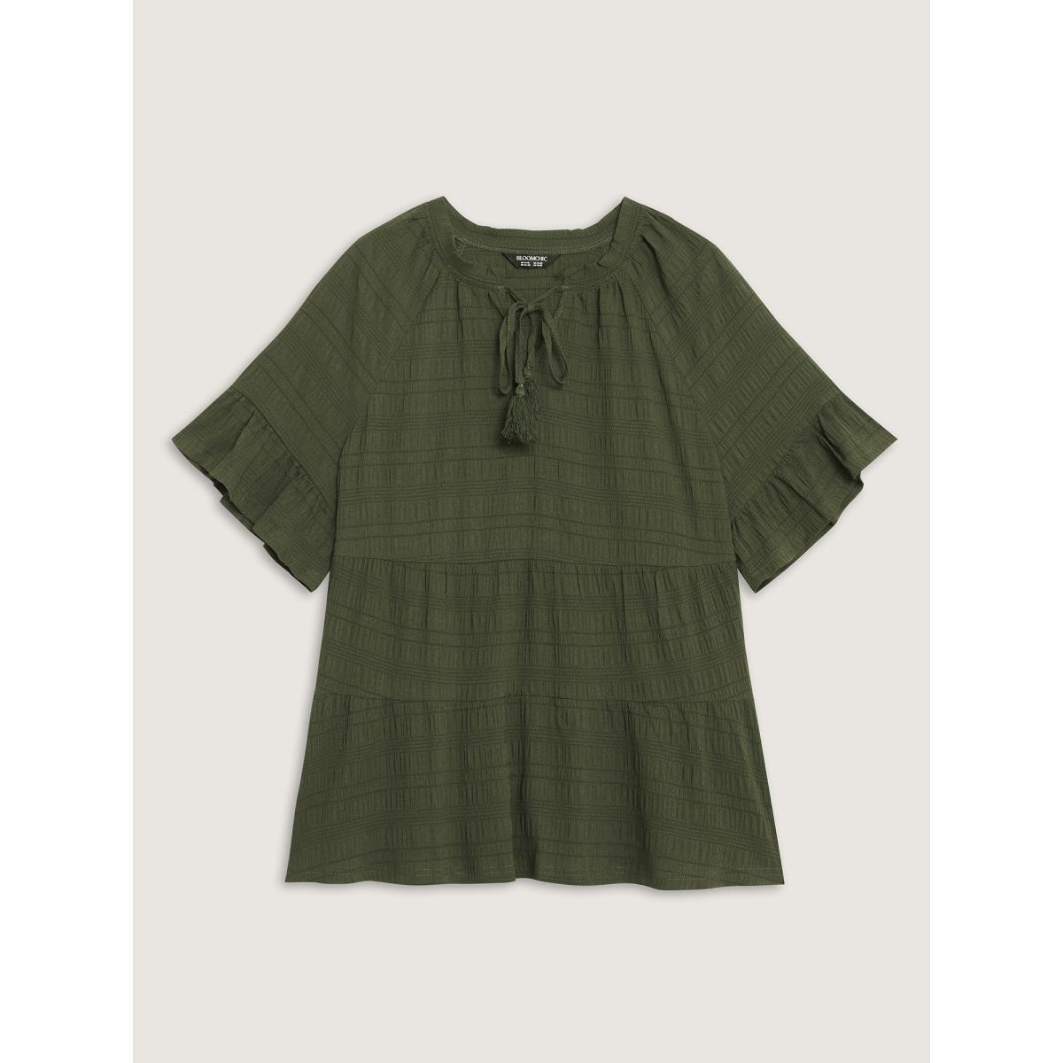 Short sleeve linen blend T-shirt Product Image