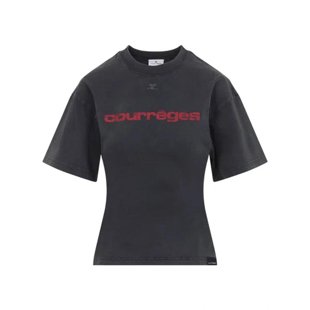 COURRÈGES Courreges Women Courreges Belted Printed Stone T-shirt In Black Product Image