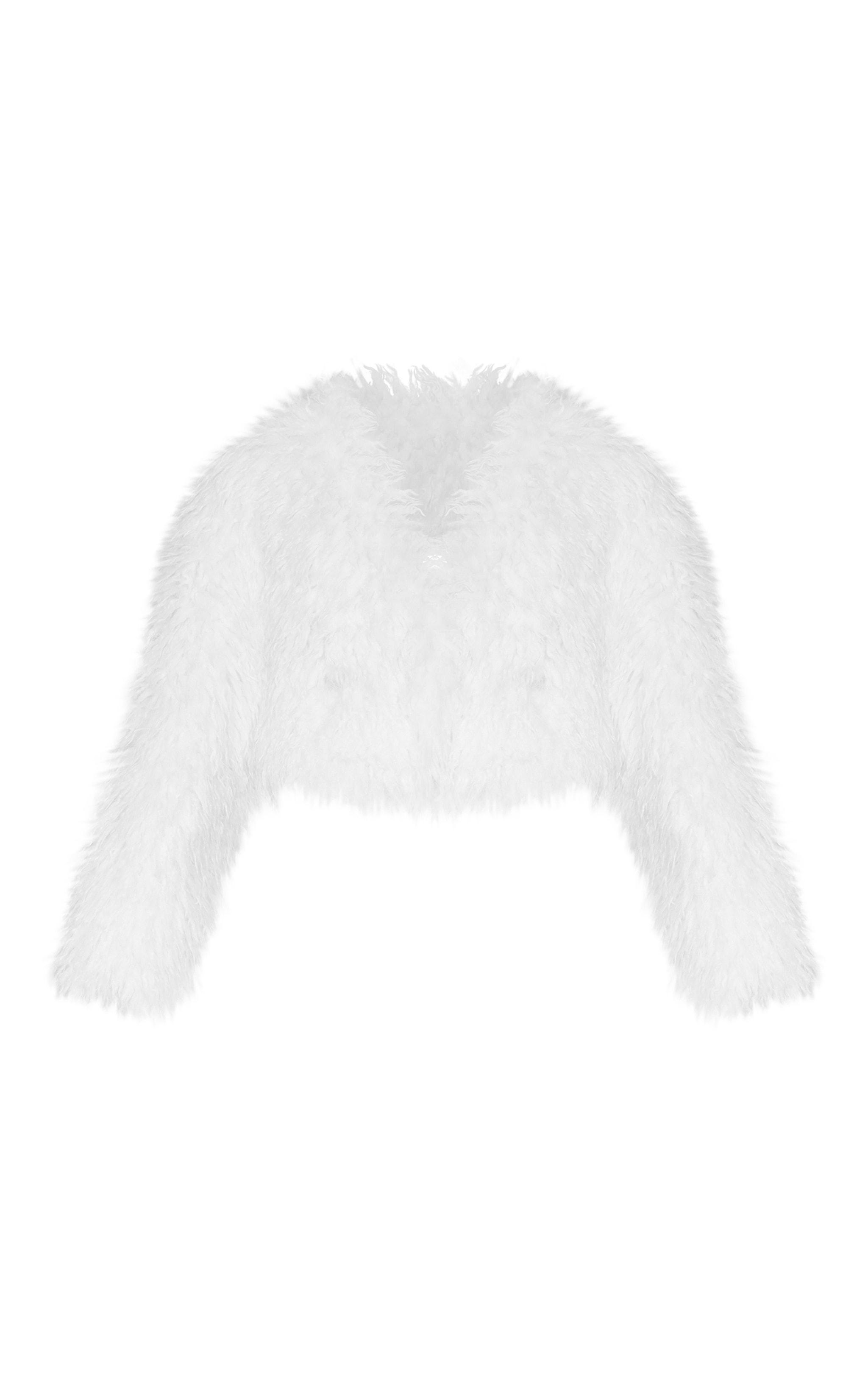  Cream Faux Fur Cropped Coat Product Image