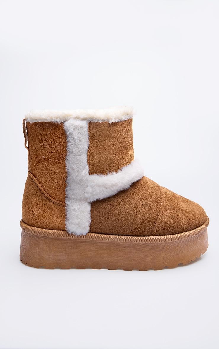 Chestnut Round Toe Faux Fur Ankle Boots Product Image