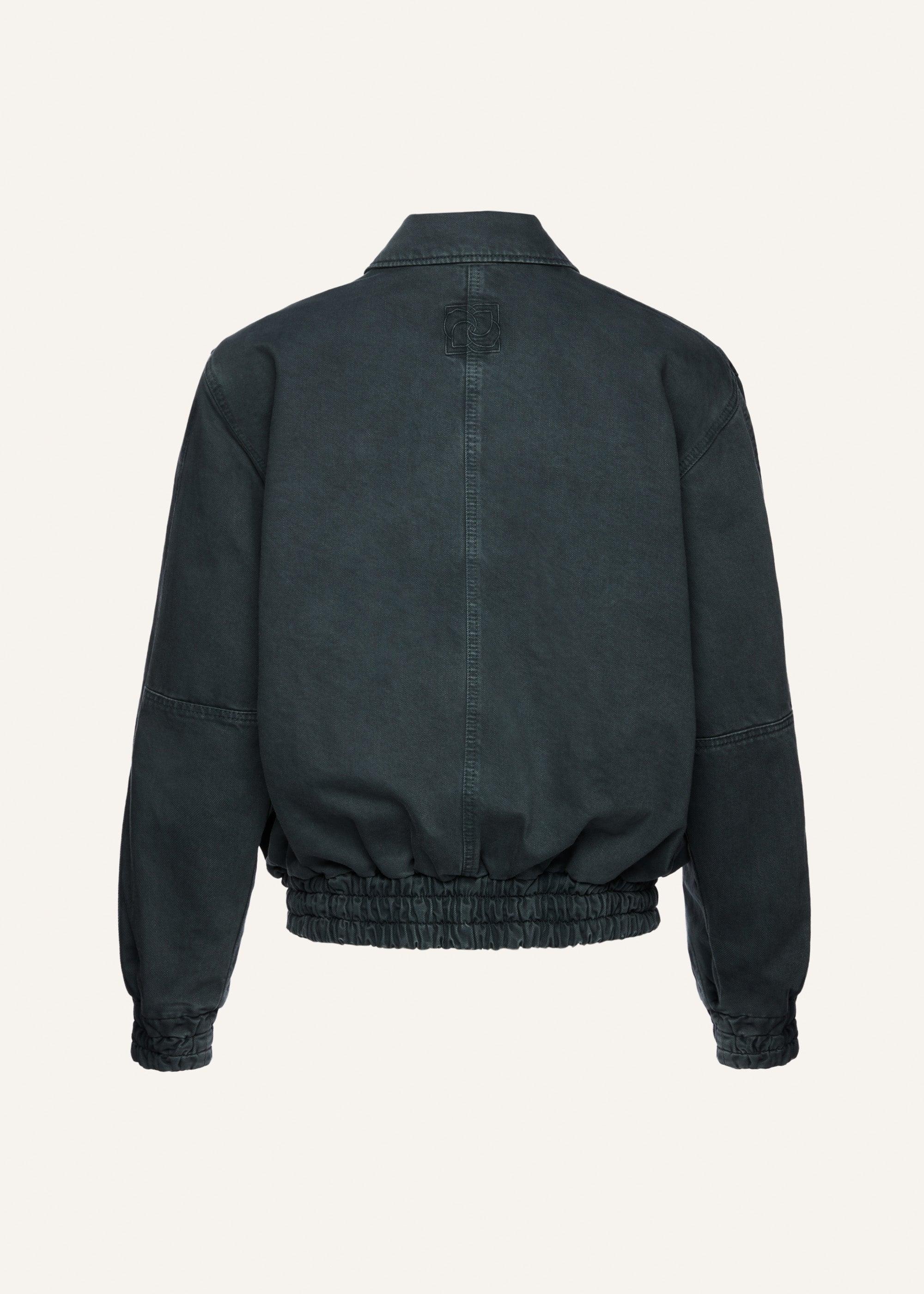 Oversized denim bomber in green Product Image