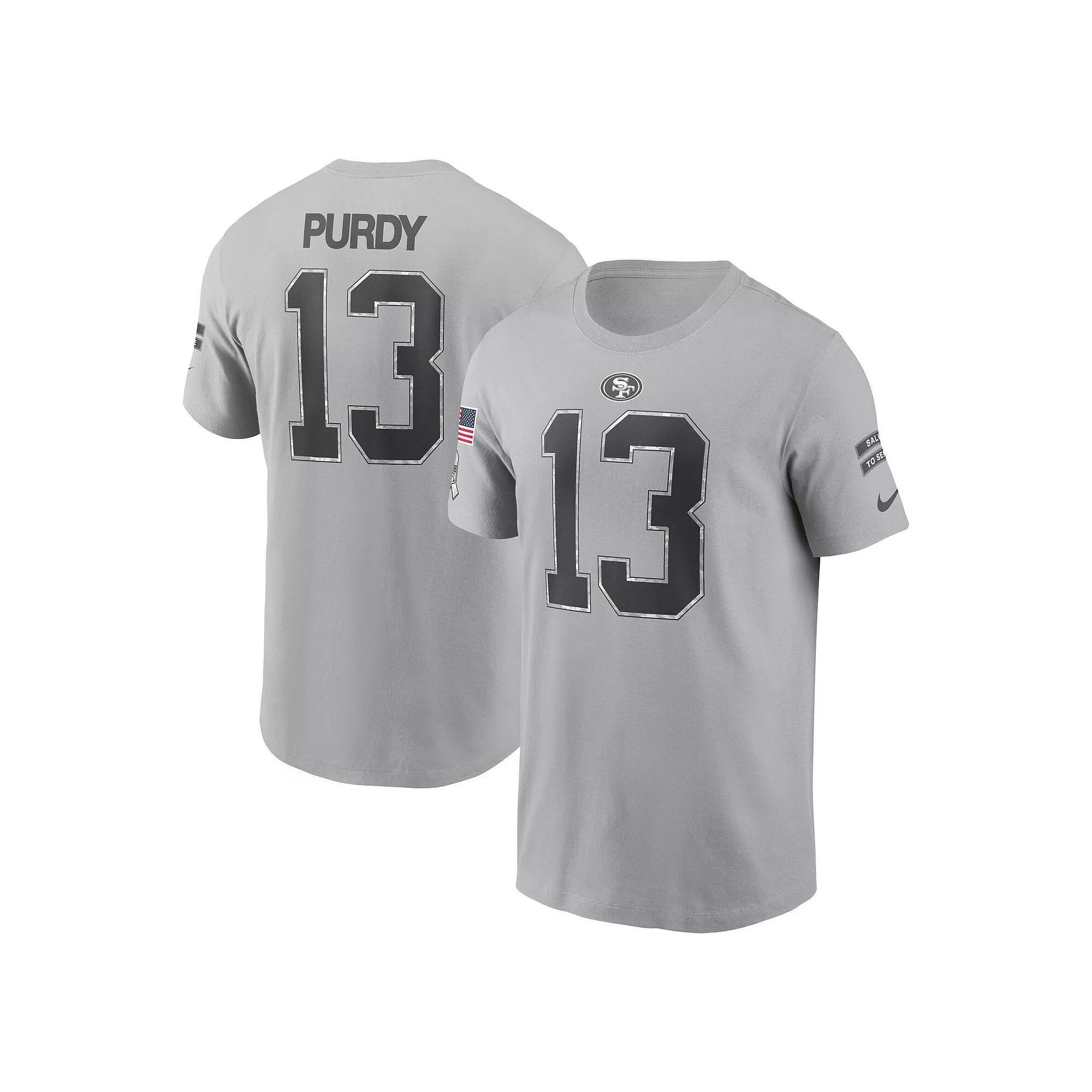 Men's Nike Brock Purdy Gray San Francisco 49ers 2024 Salute To Service Name & Number T-Shirt, Size: 2XL, Grey Product Image