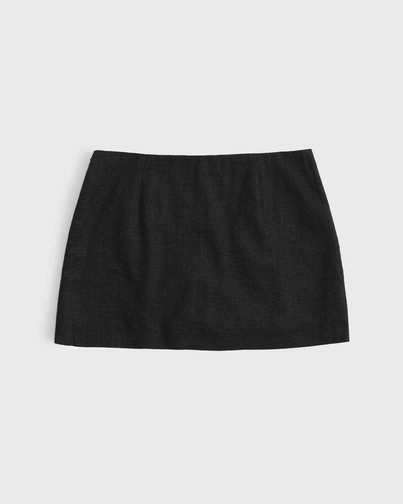 The A&F Scarlett Mid Rise Linen-Blend Mini Skort Product Image