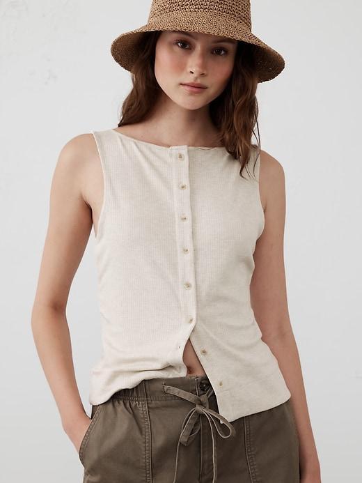 Ribbed Button-Up Tank Product Image