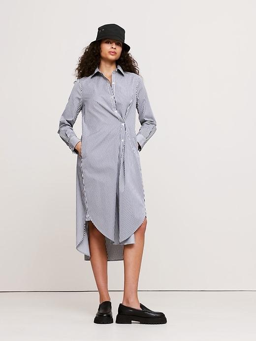 Poplin Asymmetrical Shirt Dress Product Image