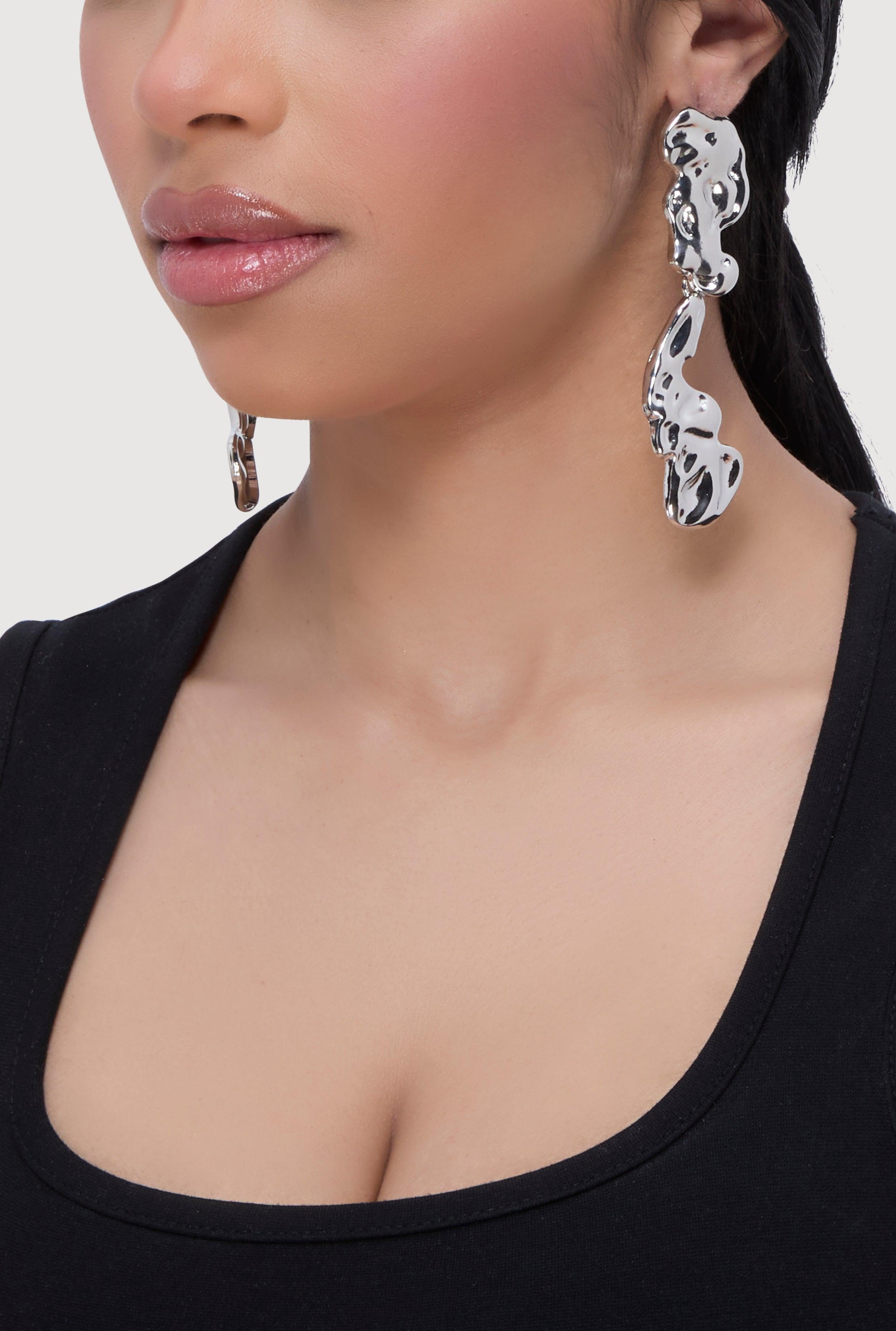 Metallic Molten Drop Earrings Female Product Image