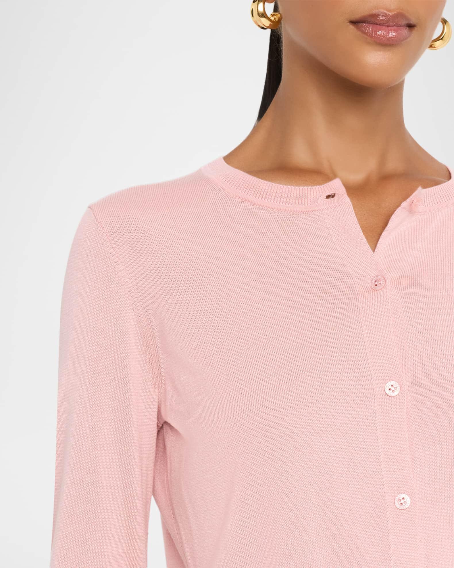 Silk-Cotton Crewneck Cardigan Product Image