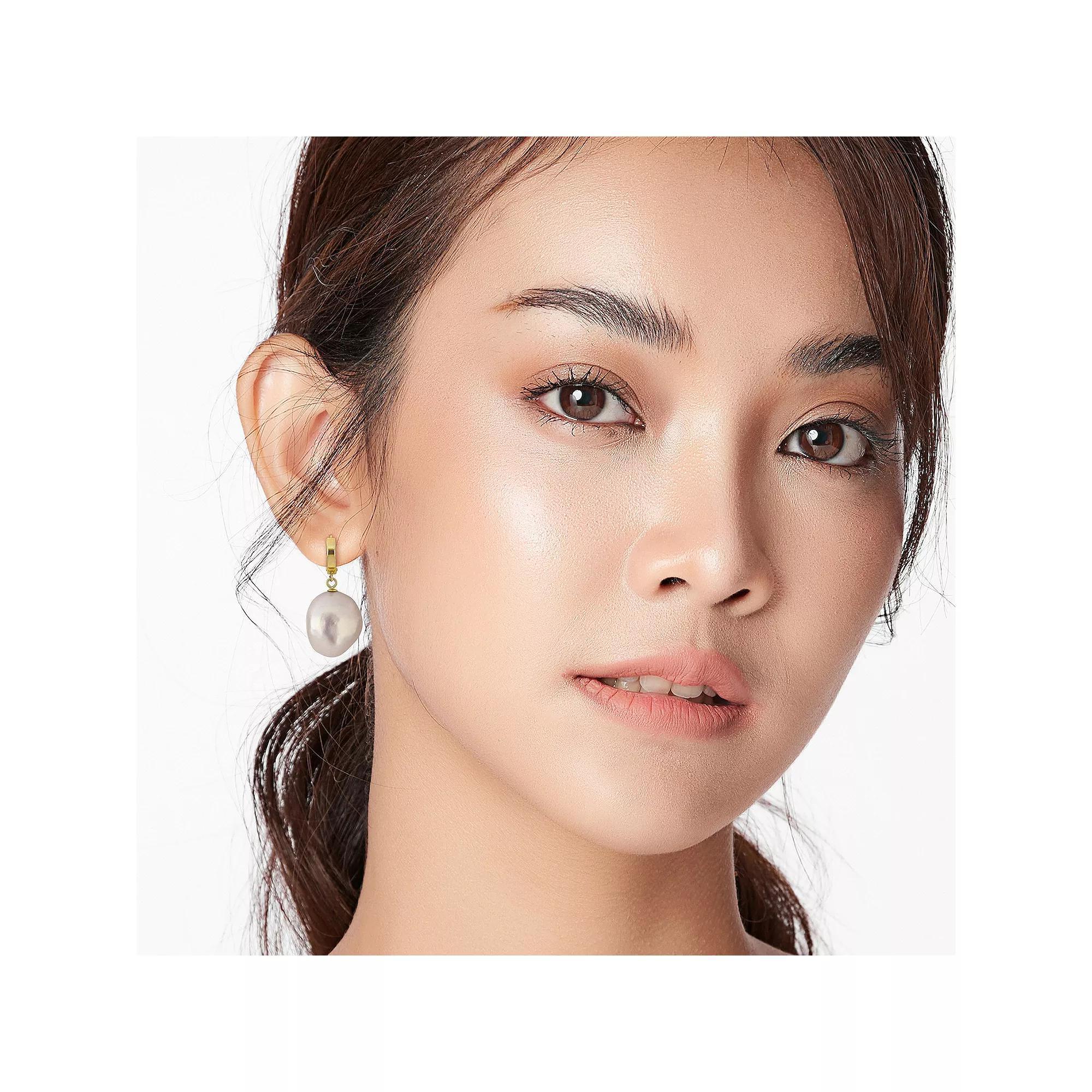 Stella Grace 14k Gold Freshwater Cultured Pearl Coin Earrings, Women's Product Image