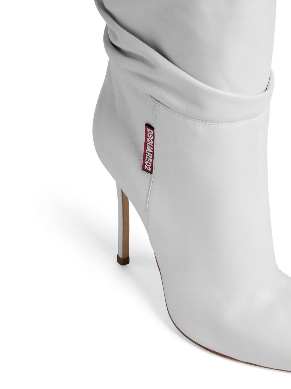 100mm draped-detail leather boots  Product Image