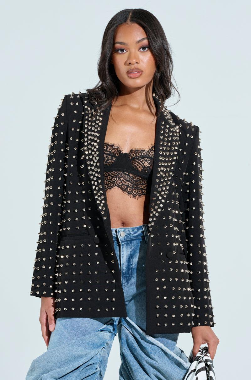 SUGAR AND SPICE SPIKED STUD BLAZER Product Image